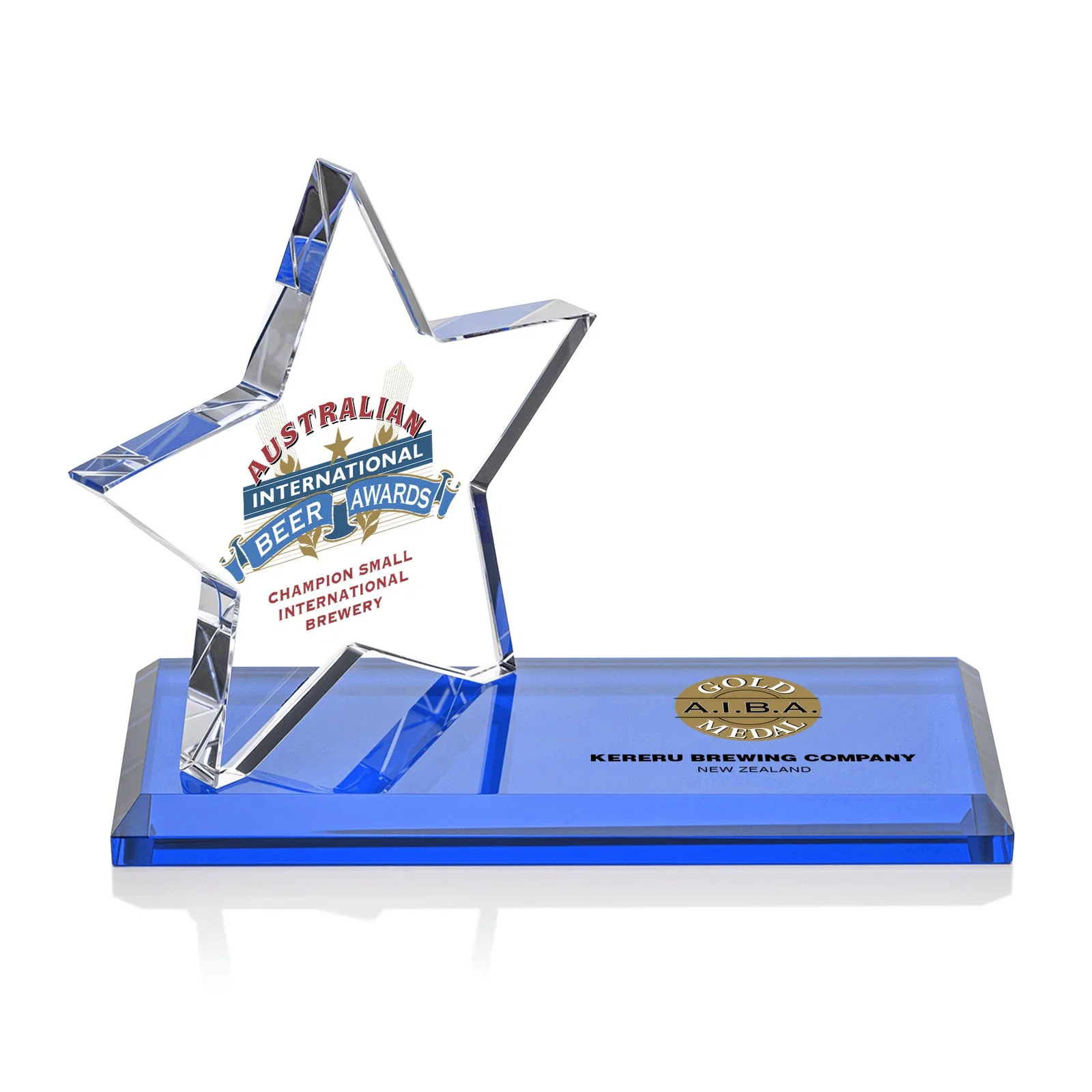 Personalized Starfire Crystal Star Award with a Second Position on the Back, desk awards for donor appreciation