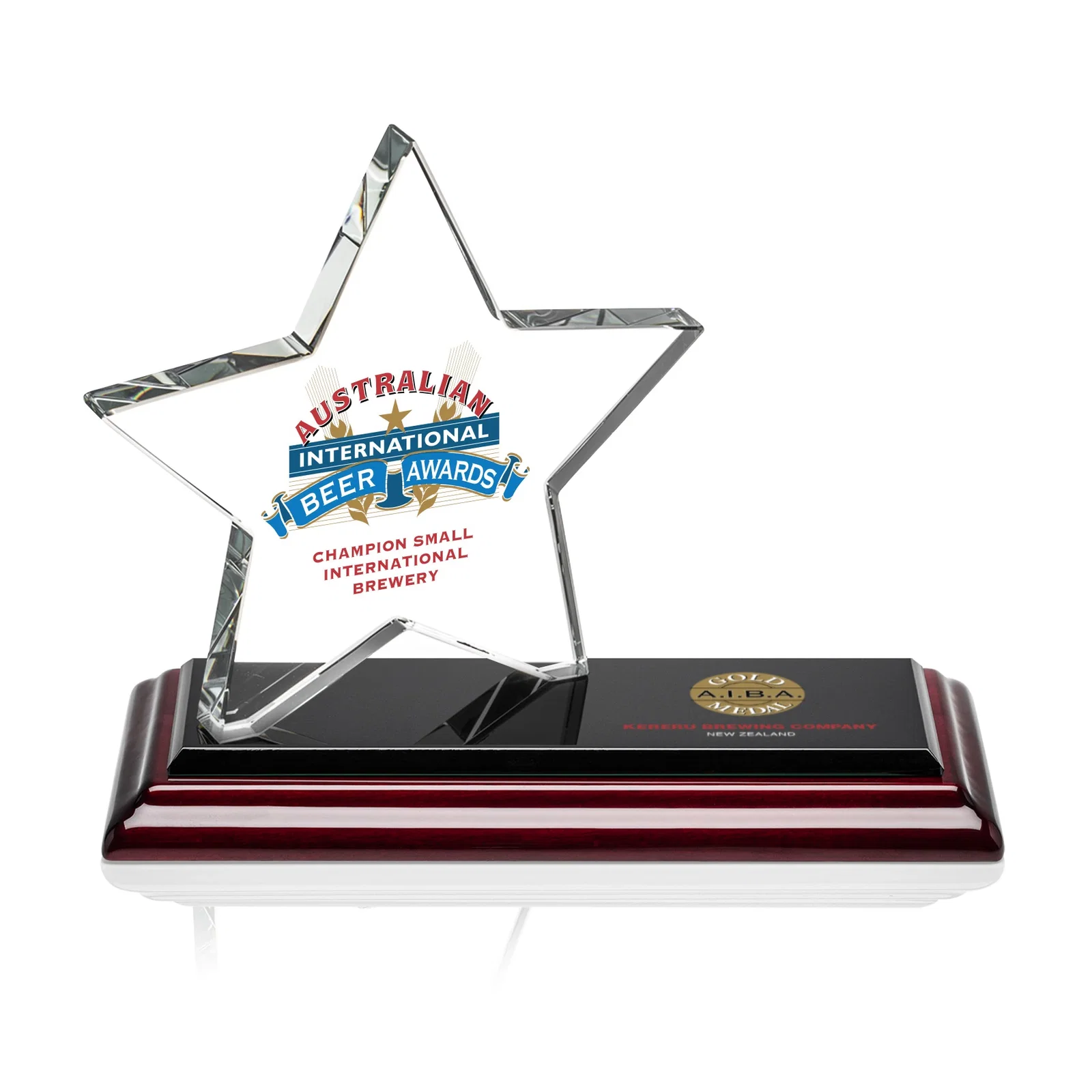 Personalized Starfire Crystal Star Award with a Second Position on the Back, desk awards for safety achievement programs