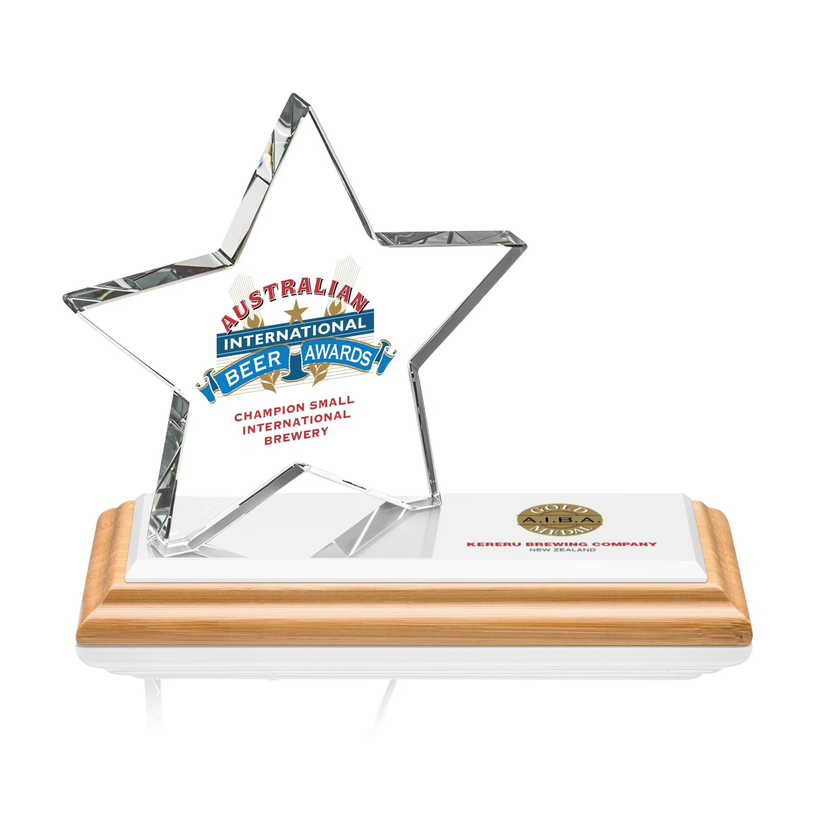 Personalized Starfire Crystal Star Award with a Second Position on the Back, desk awards for dealer and partner awards