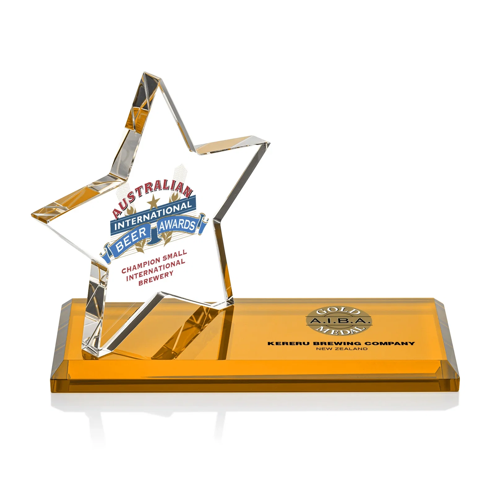 Personalized Starfire Crystal Star Award with a Second Position on the Back, desk awards for company anniversary events