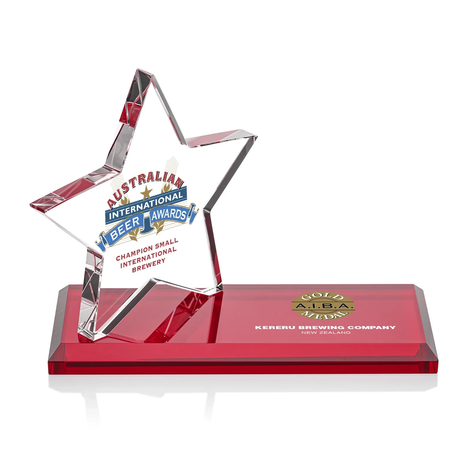 Promotional Starfire Crystal Star Award with a Second Position on the Back, desk awards for employee recognition