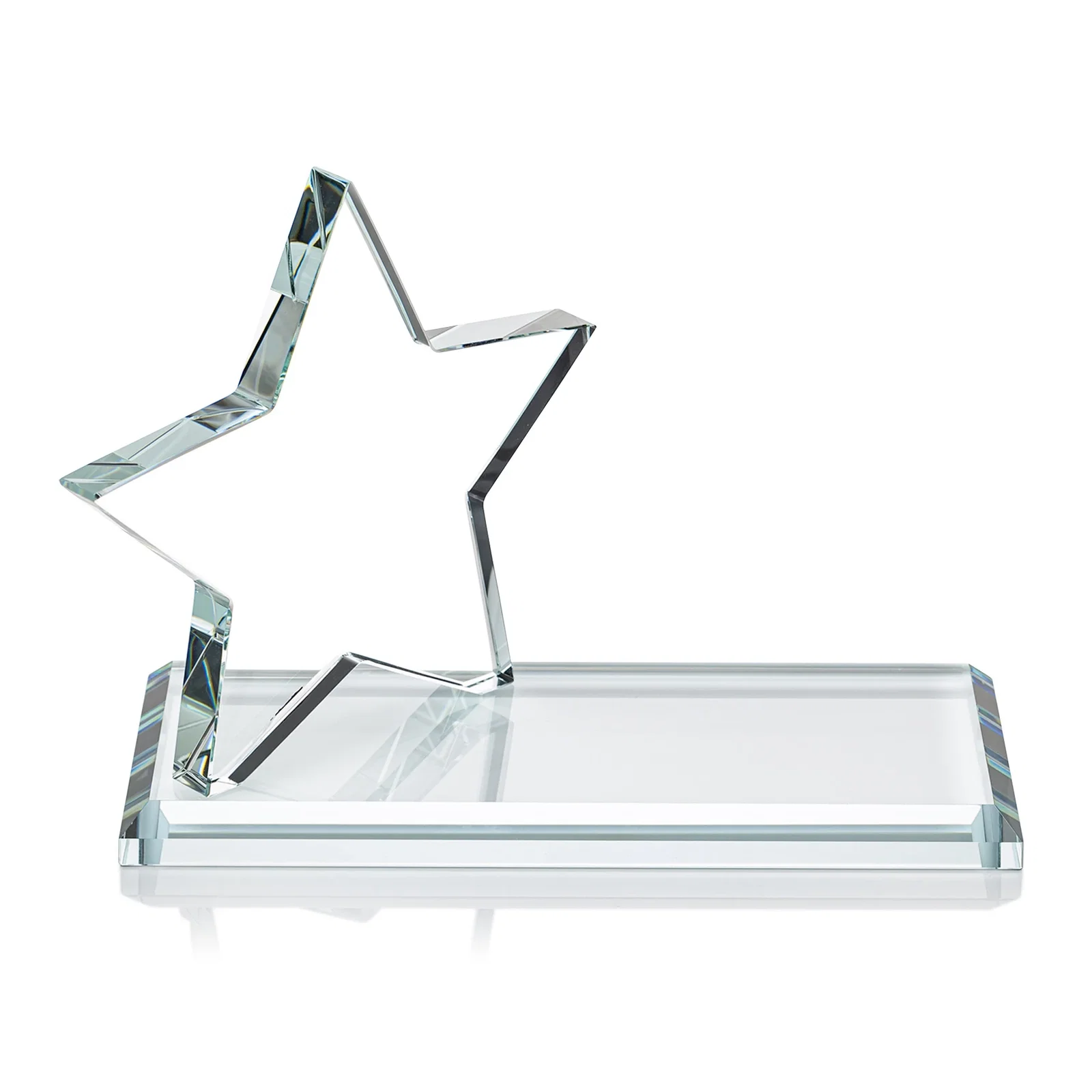 Promotional Starfire Crystal Star Award with a Second Position on the Back, desk awards for corporate award ceremonies
