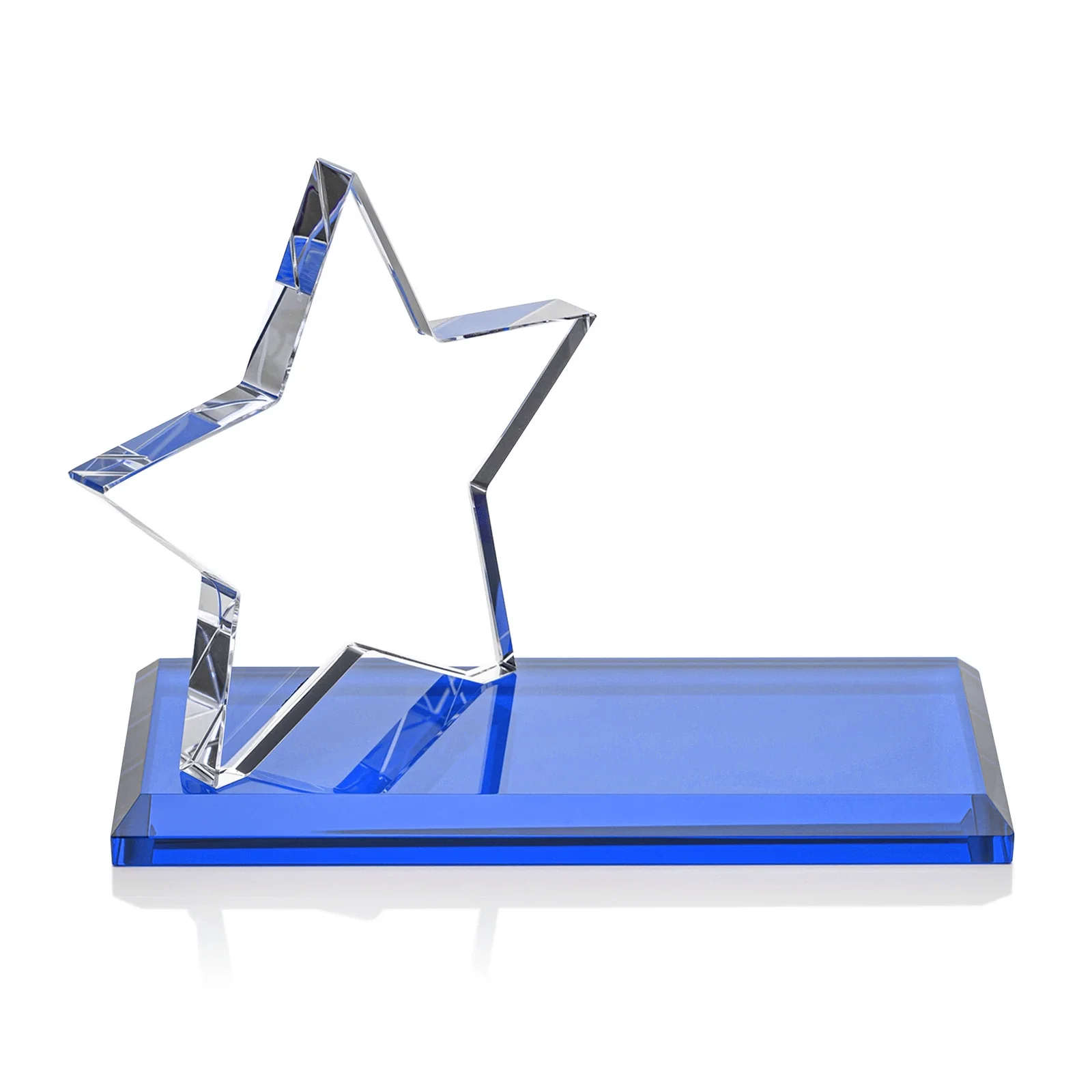 Promotional Starfire Crystal Star Award with a Second Position on the Back, desk awards for team milestone celebrations