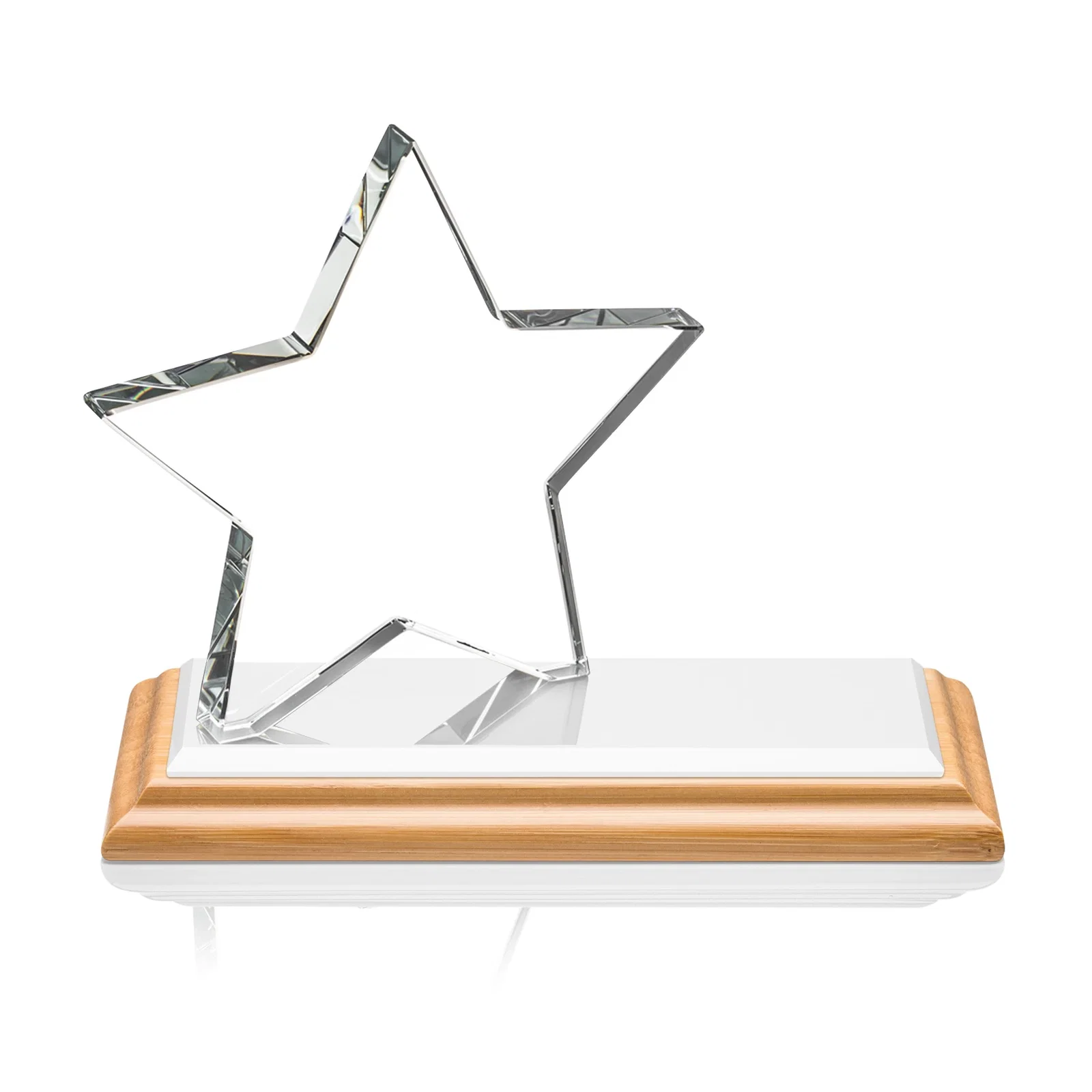 Promotional Starfire Crystal Star Award with a Second Position on the Back, desk awards for volunteer appreciation
