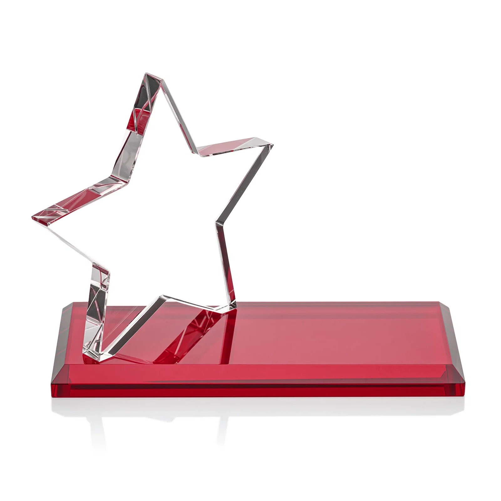 Promotional Starfire Crystal Star Award with a Second Position on the Back, desk awards for company anniversary events
