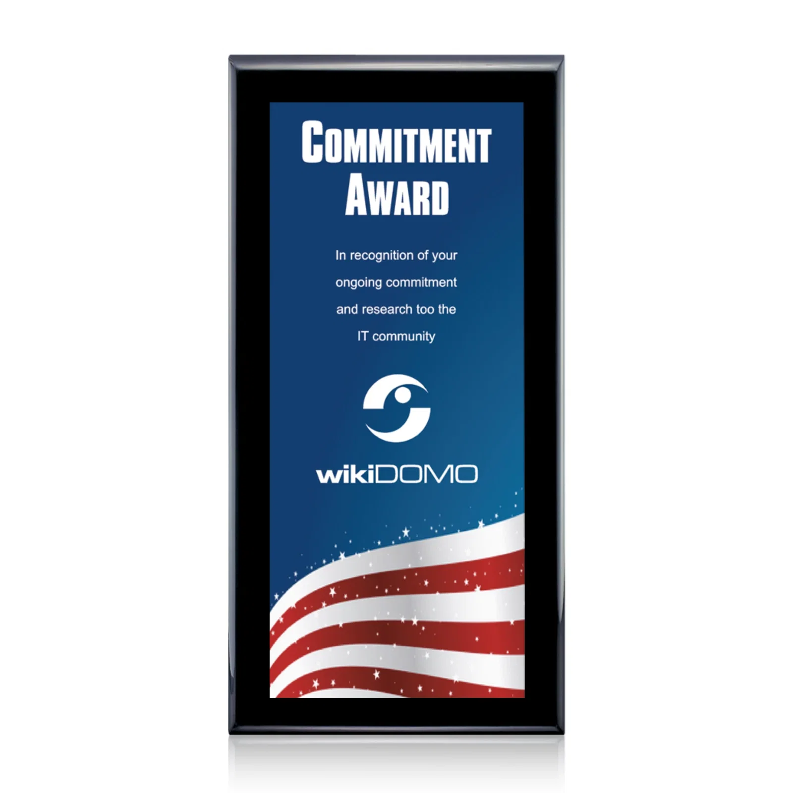 Custom Piano Finish Plaque With Sublimated Plate In Black Or Rosewood for employee recognition