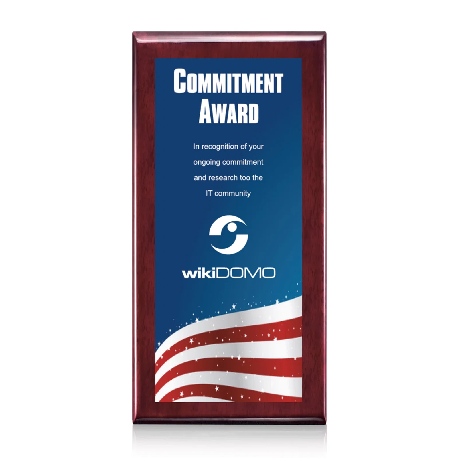 Custom Piano Finish Plaque With Sublimated Plate In Black Or Rosewood for corporate award ceremonies