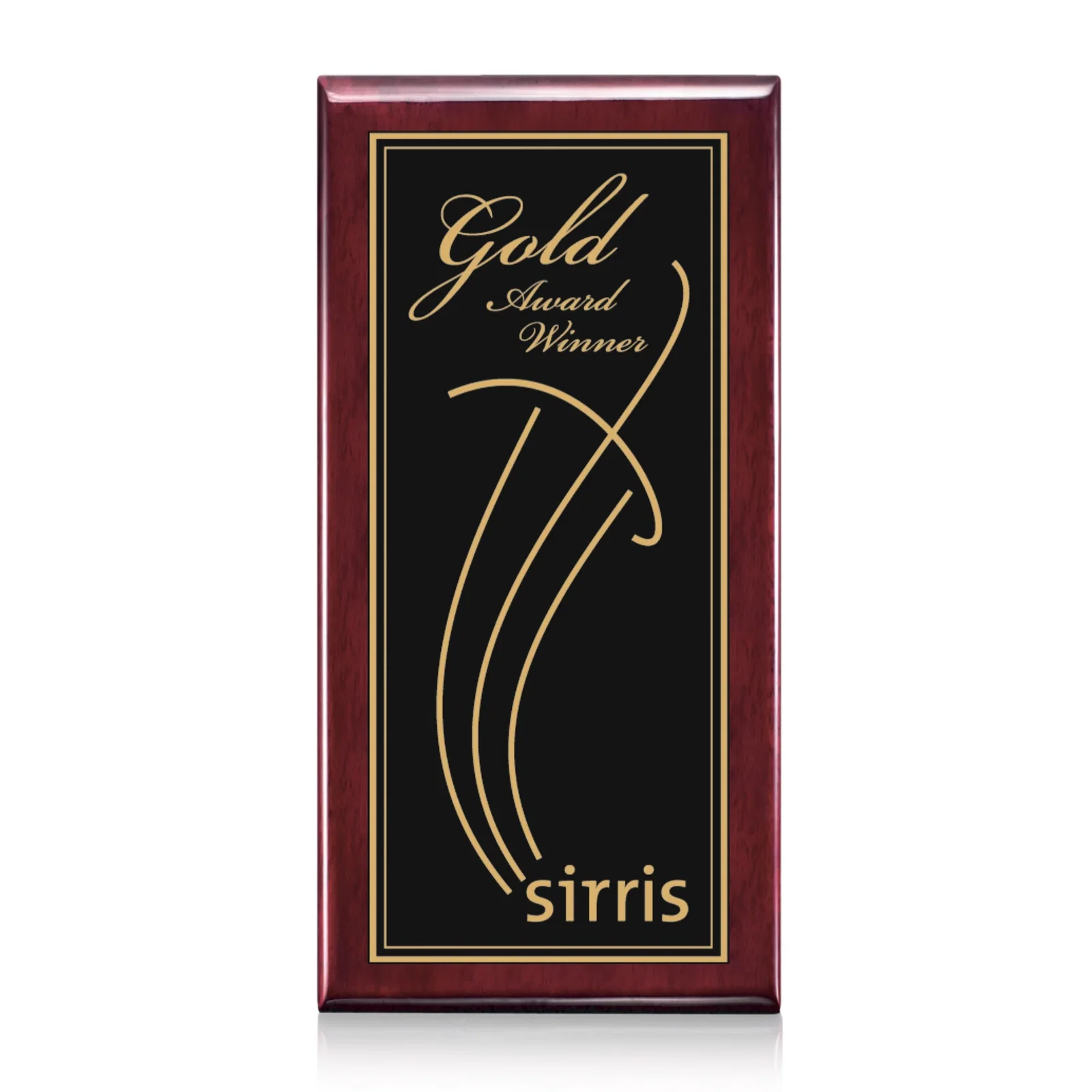 Custom Rosewood Piano Finish Plaque with Laser Engraved Plate for corporate award ceremonies