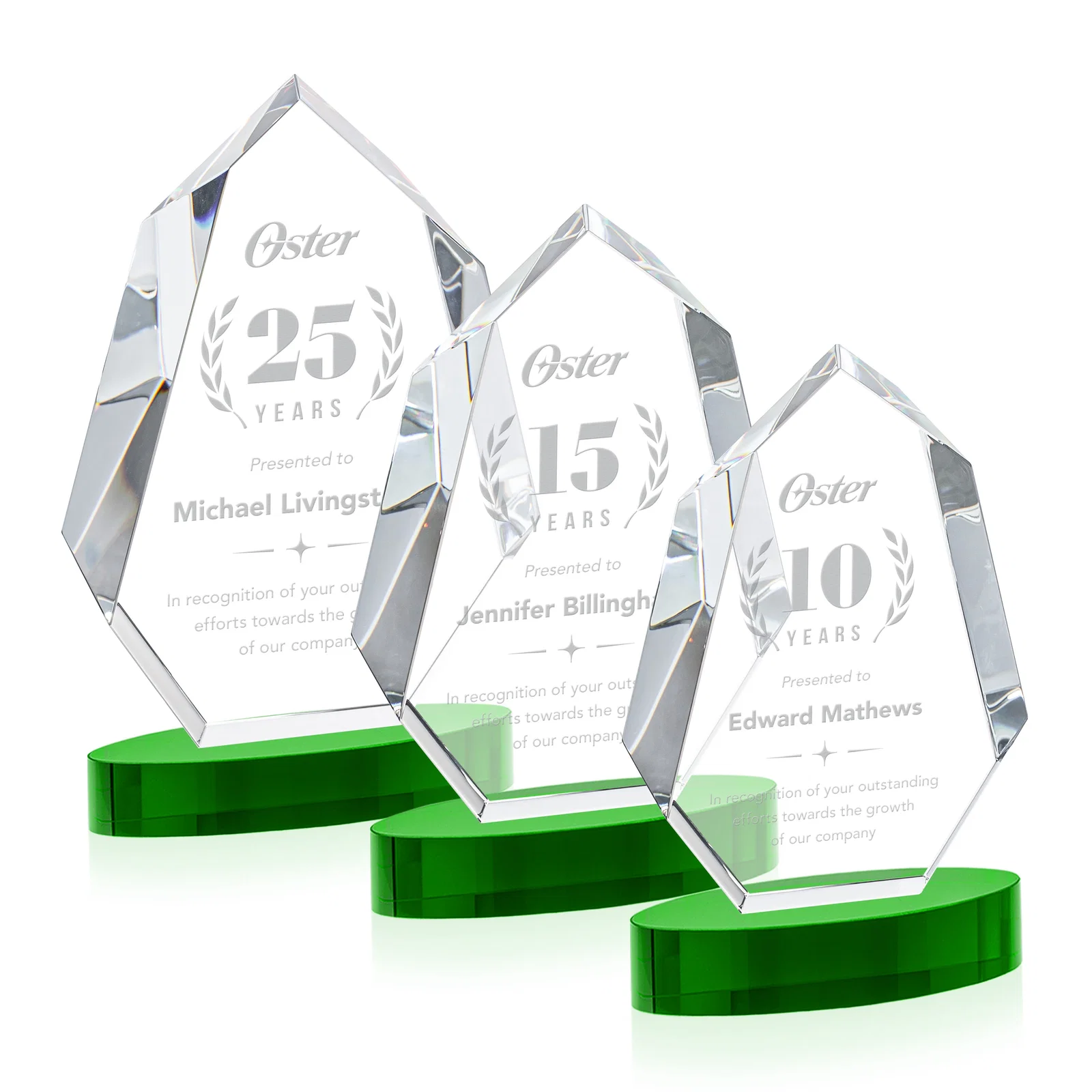Personalized Extra-Thick Optical Crystal Award on an Oval Base, awards for employee recognition