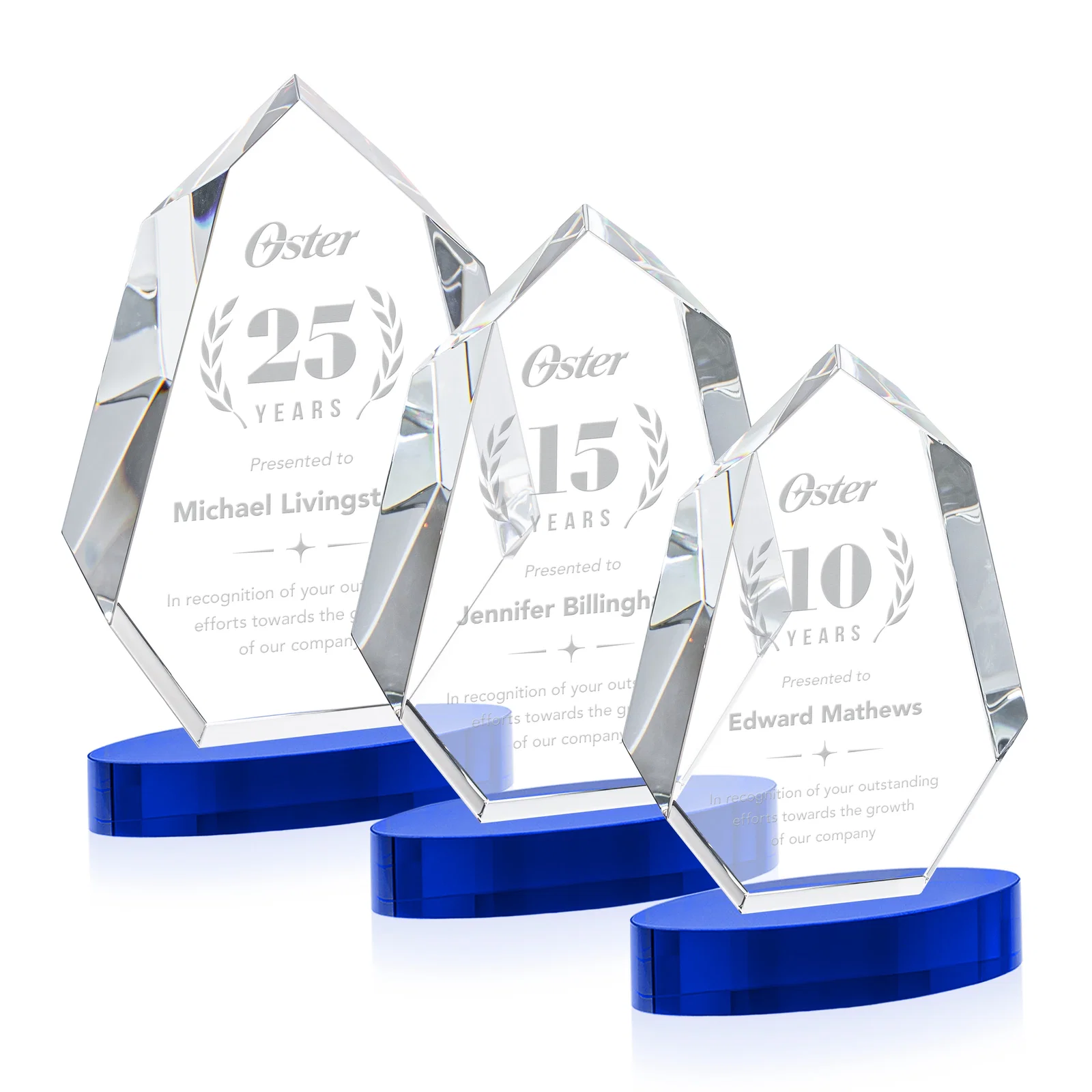Personalized Extra-Thick Optical Crystal Award on an Oval Base, awards for safety achievement programs