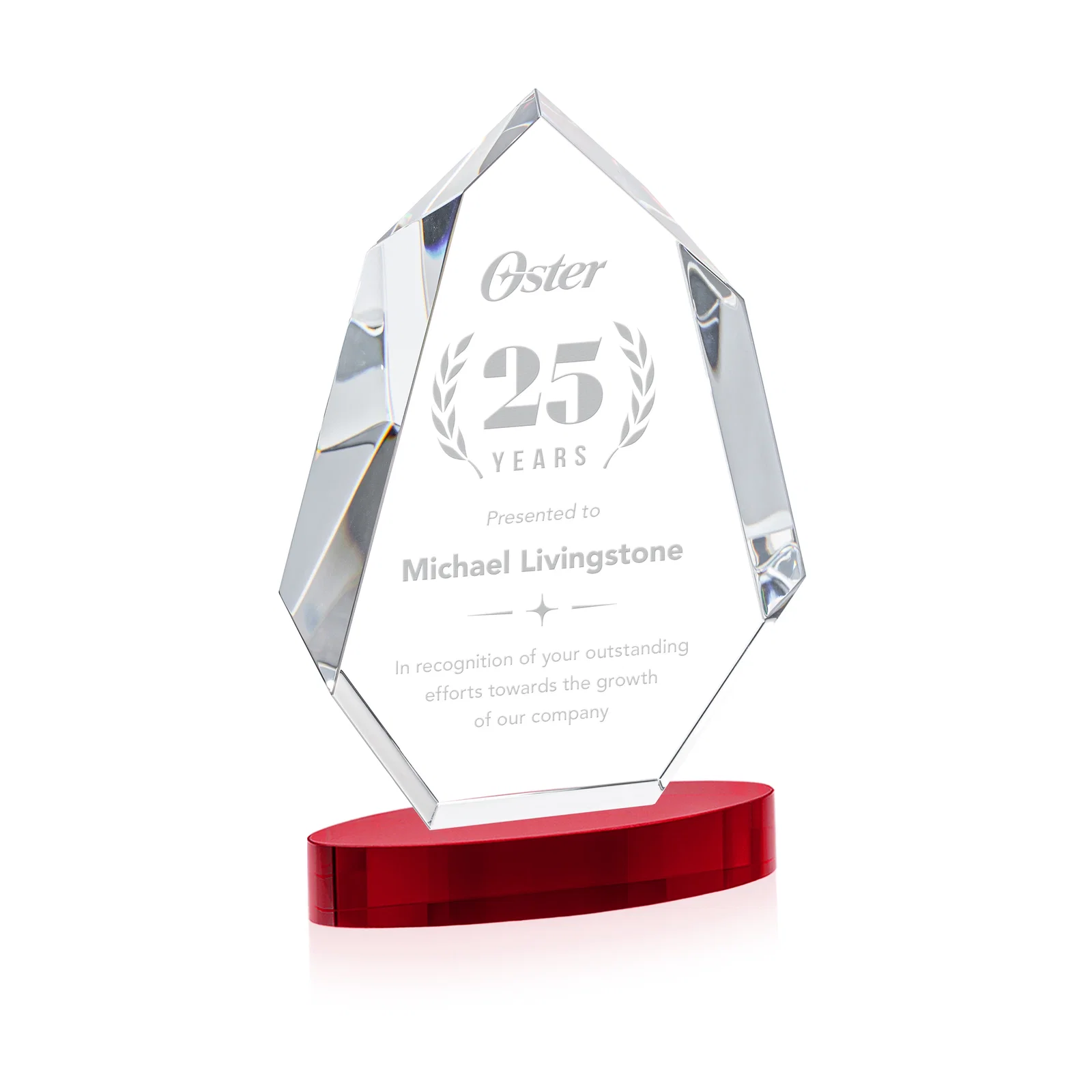 Promotional Extra-Thick Optical Crystal Award on an Oval Base, awards for sales achievement awards