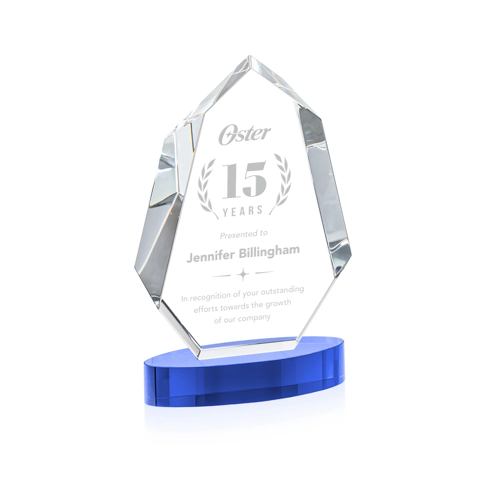 Promotional Extra-Thick Optical Crystal Award on an Oval Base, awards for donor appreciation