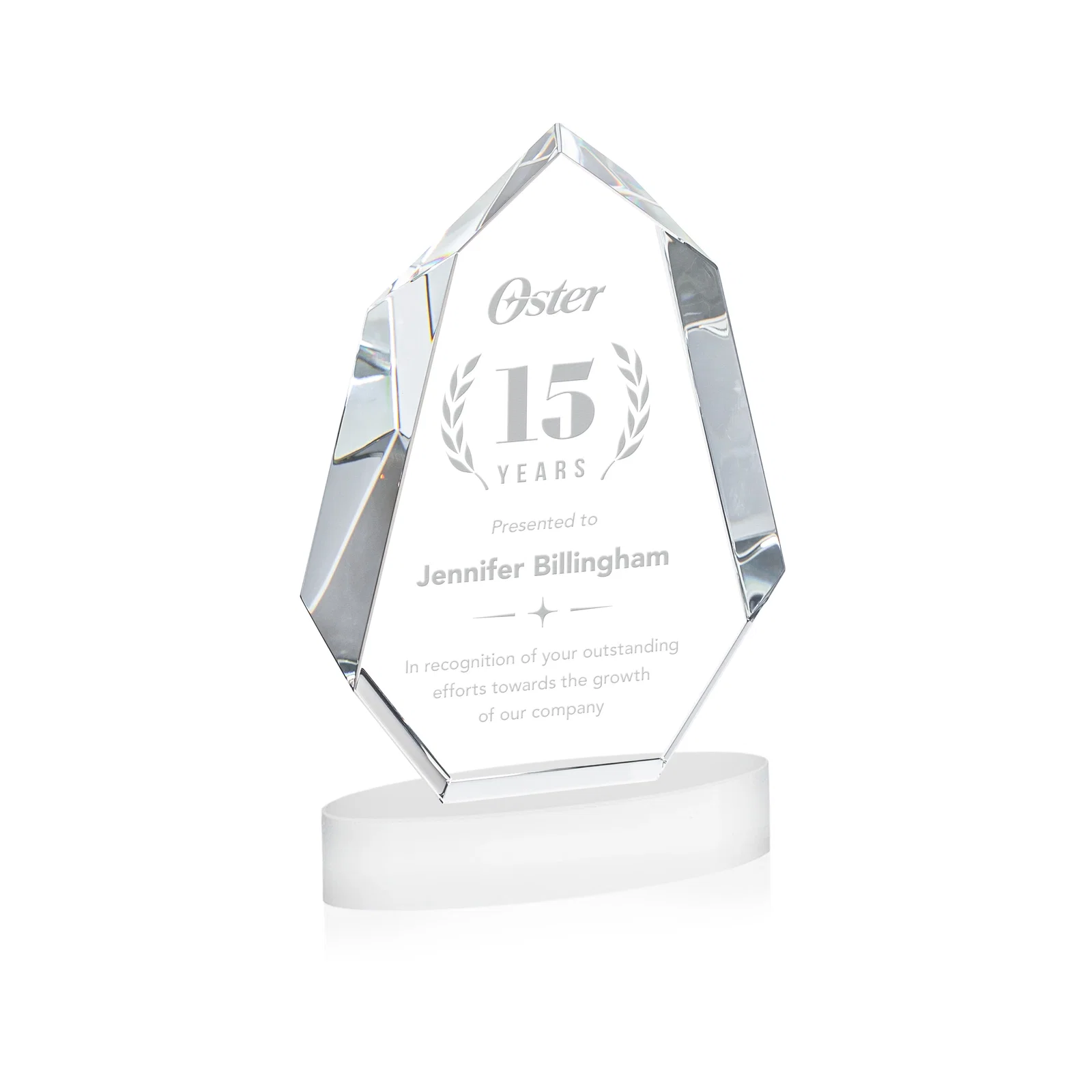 Promotional Extra-Thick Optical Crystal Award on an Oval Base, awards for dealer and partner awards