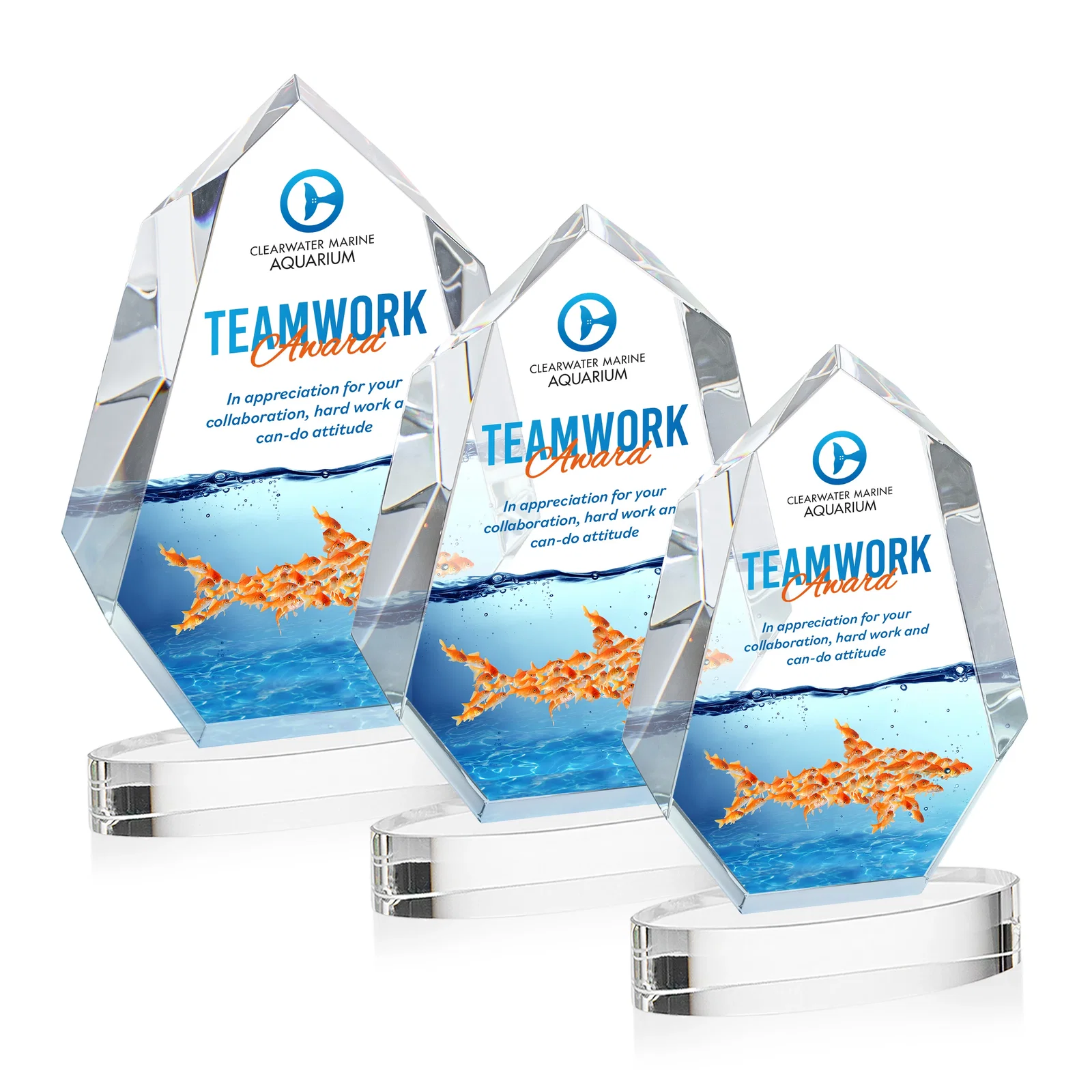 Branded Extra-Thick Optical Crystal Award on an Oval Base, awards for employee recognition