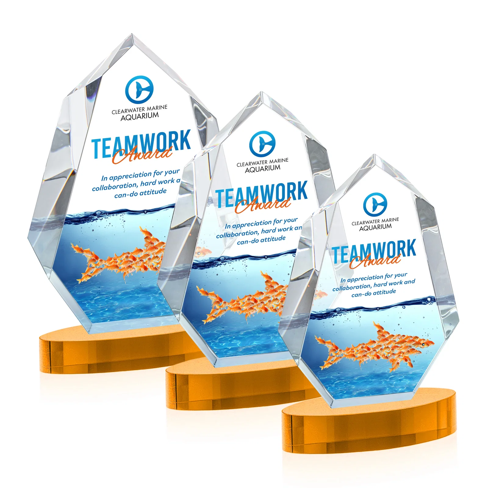 Branded Extra-Thick Optical Crystal Award on an Oval Base, awards for retirement presentations