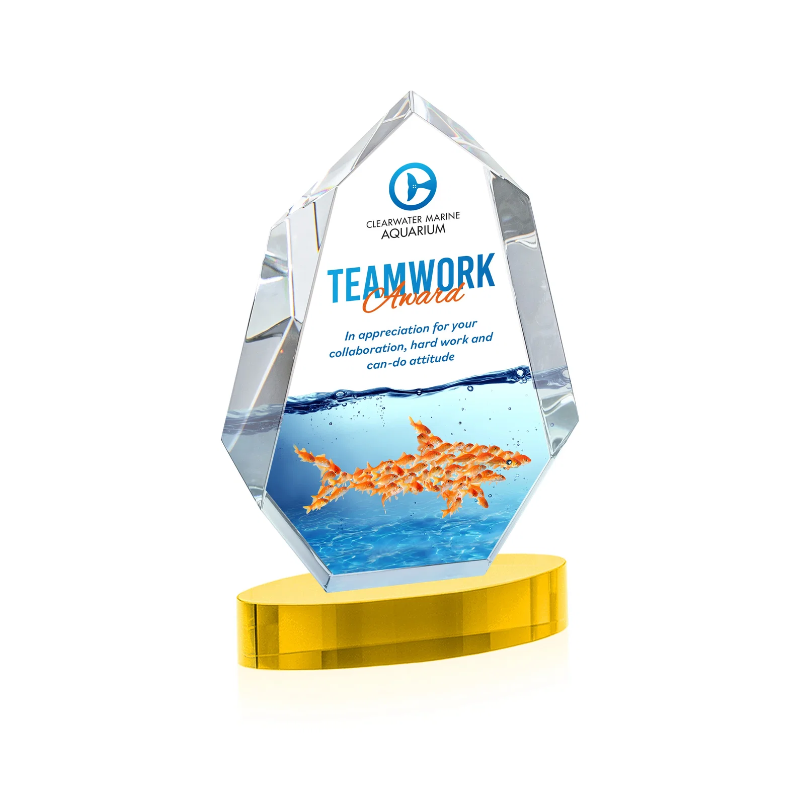 Branded Extra-Thick Optical Crystal Award on an Oval Base, awards for dealer and partner awards
