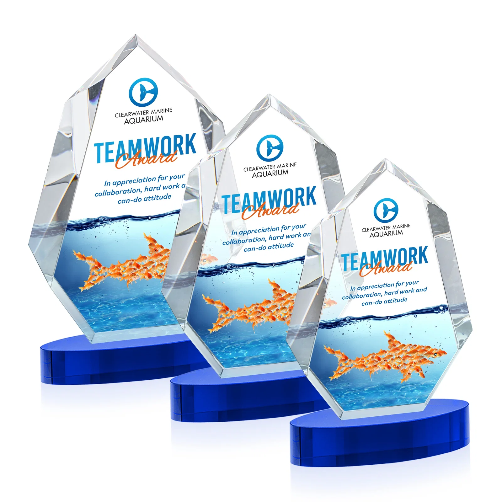Custom printed Extra-Thick Optical Crystal Award on an Oval Base, awards for safety achievement programs