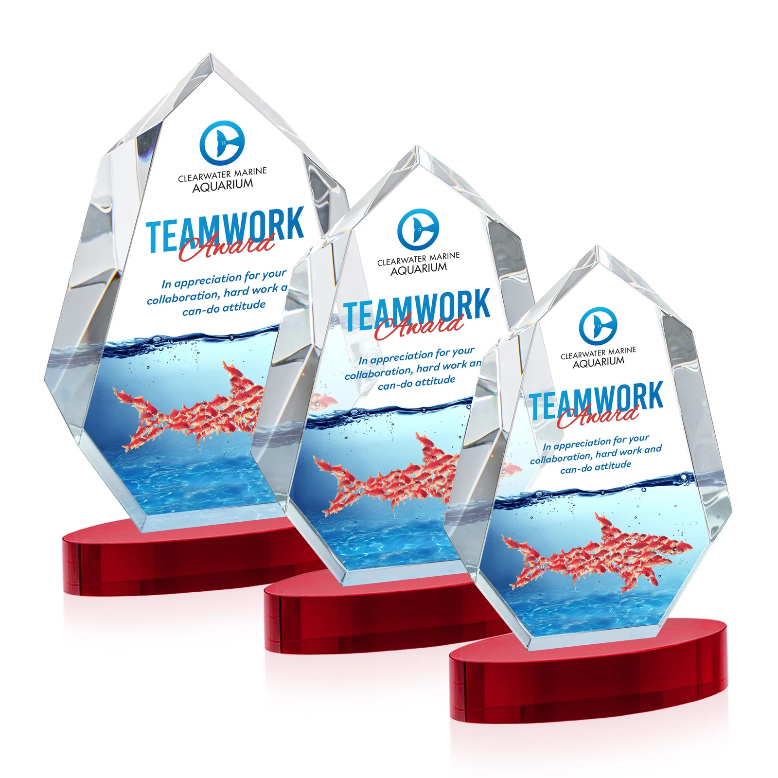 Customized Extra-Thick Optical Crystal Award on an Oval Base, awards for employee recognition