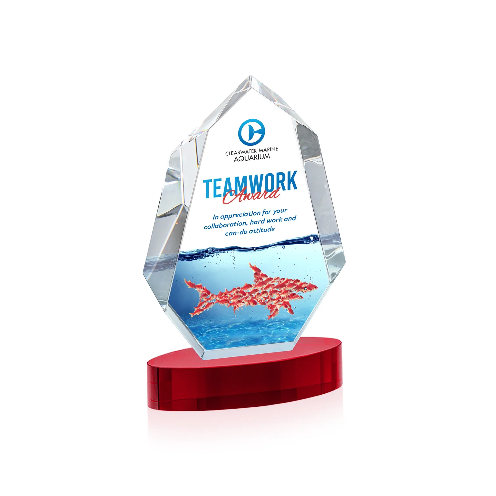 Customized Extra-Thick Optical Crystal Award on an Oval Base, awards for corporate award ceremonies