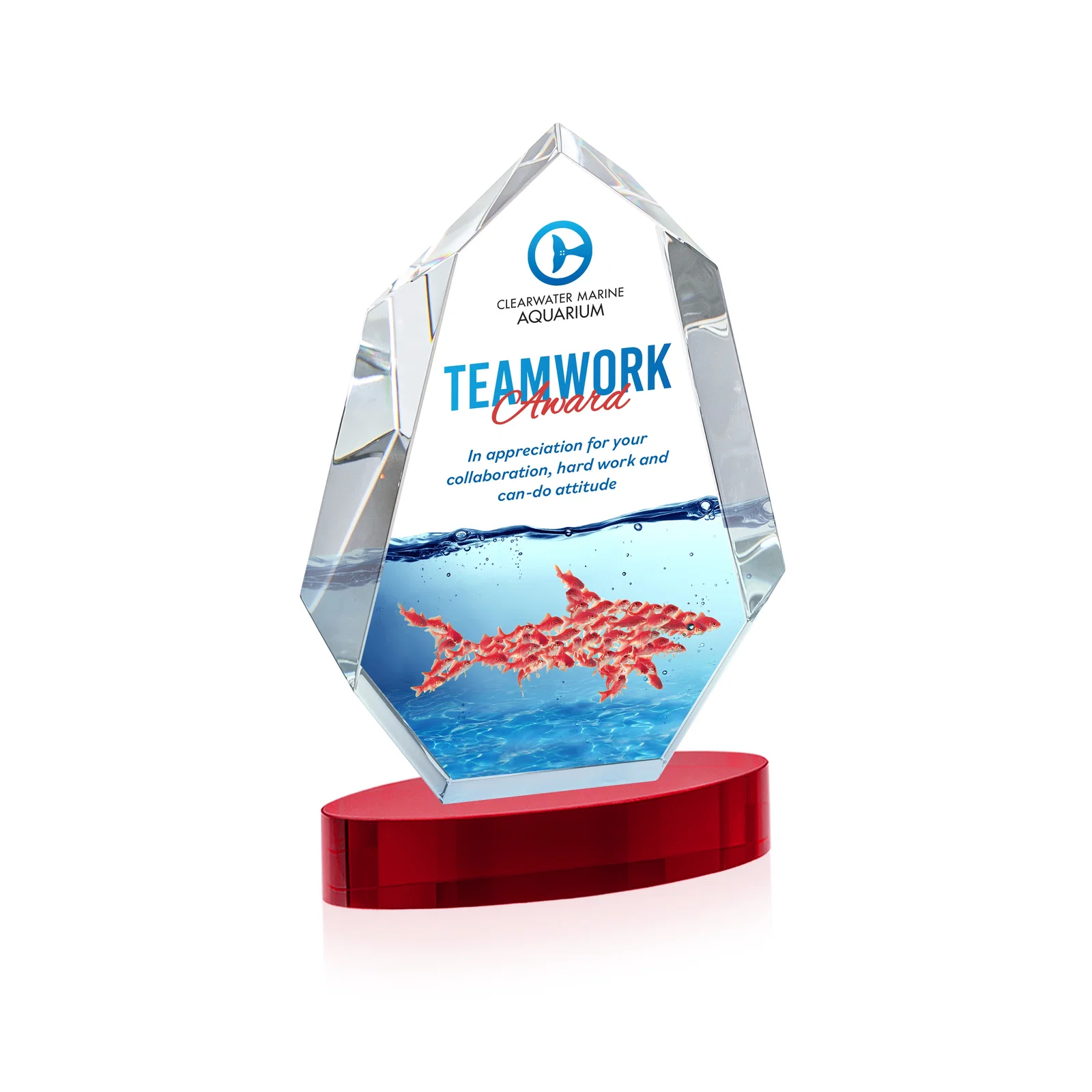 Customized Extra-Thick Optical Crystal Award on an Oval Base, awards for service anniversary gifts
