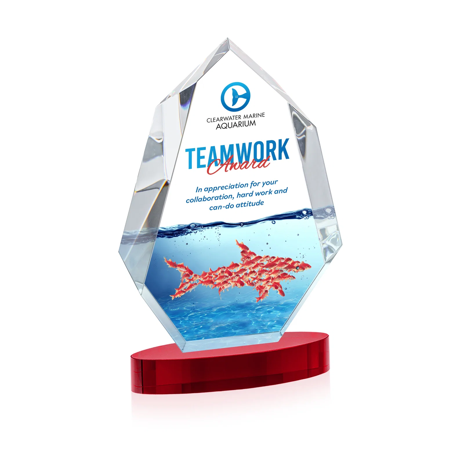 Customized Extra-Thick Optical Crystal Award on an Oval Base, awards for sales achievement awards