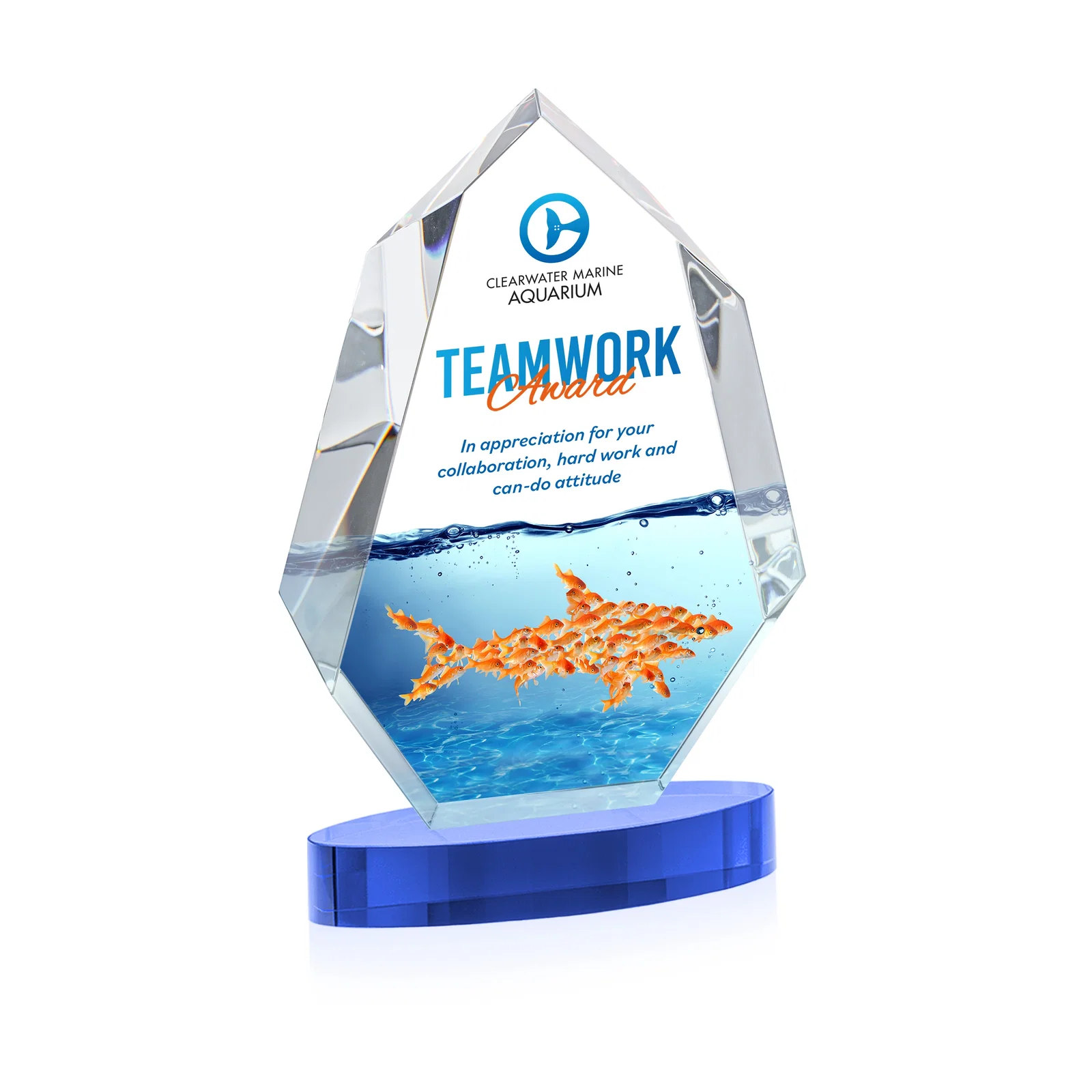 Customized Extra-Thick Optical Crystal Award on an Oval Base, awards for graduation ceremonies