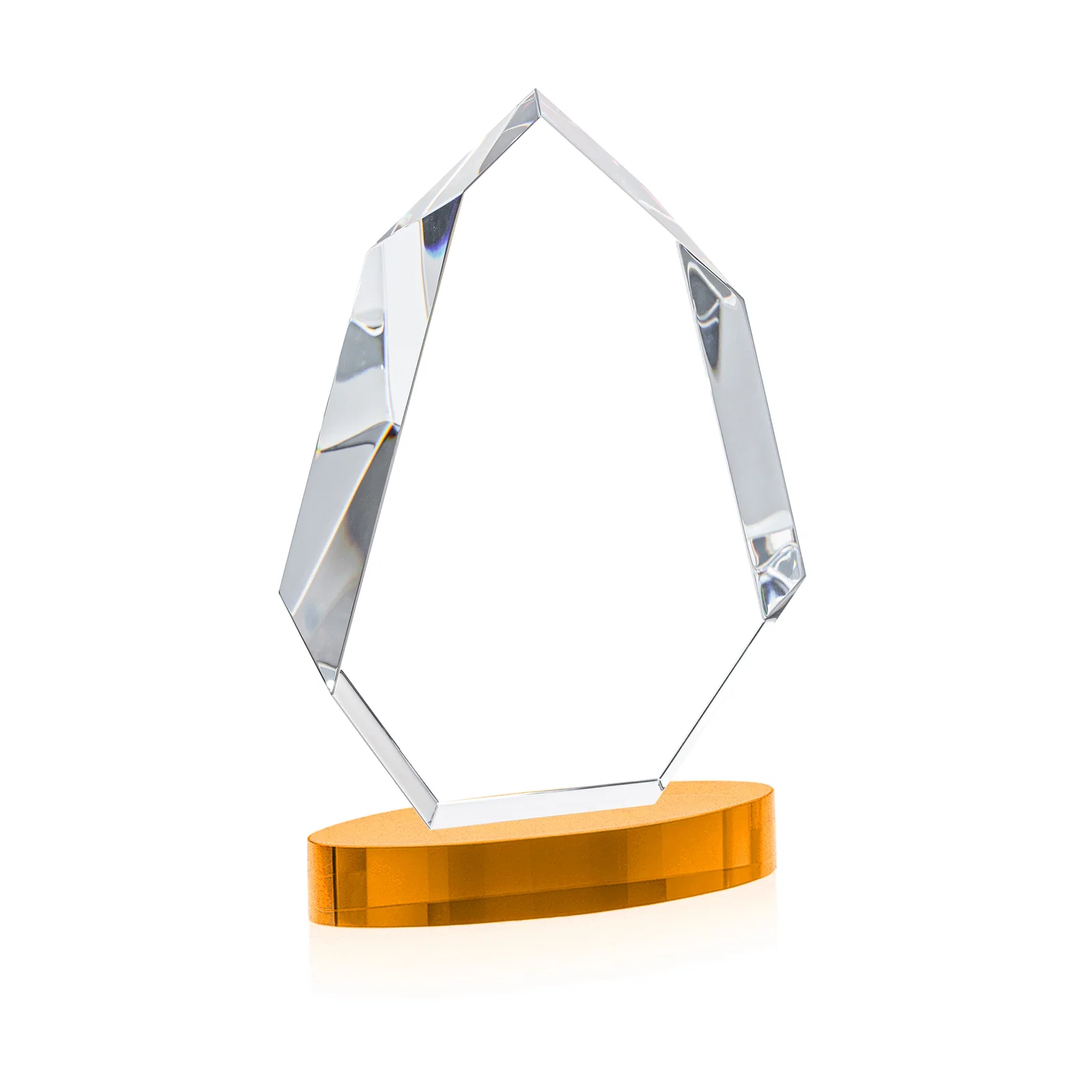 Custom engraved Extra-Thick Optical Crystal Award on an Oval Base, awards for team milestone celebrations