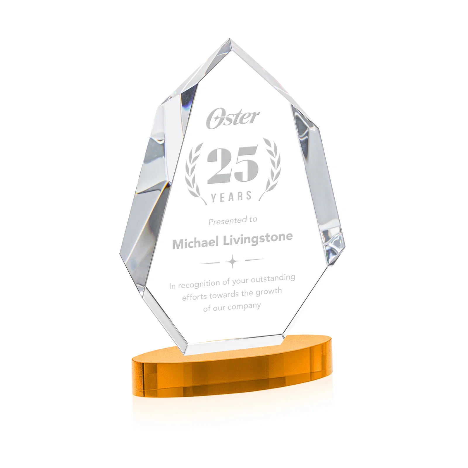Custom Extra-Thick Optical Crystal Award on an Oval Base, awards for graduation ceremonies