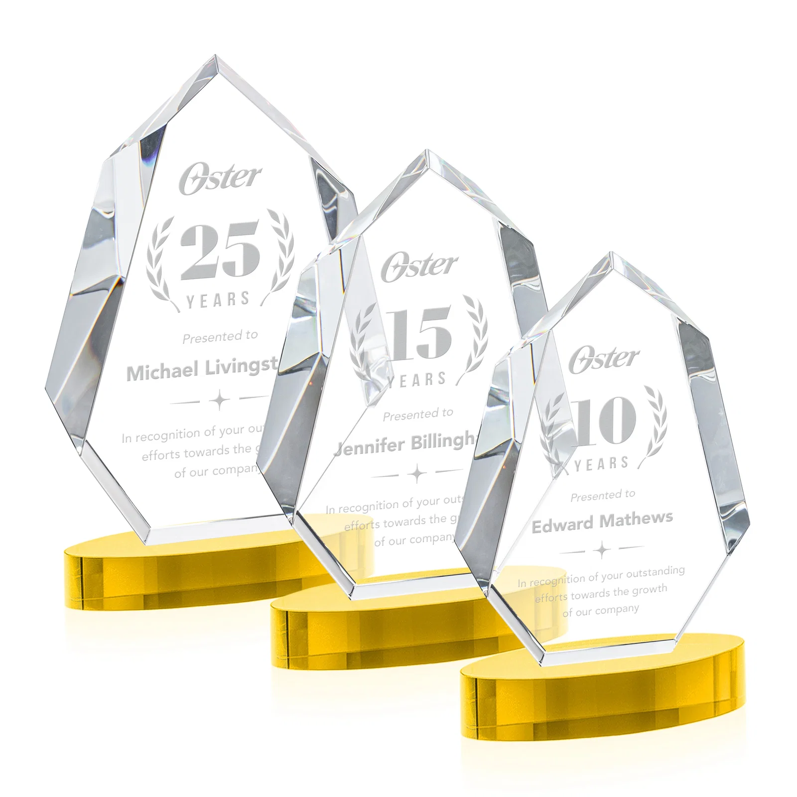 Custom Extra-Thick Optical Crystal Award on an Oval Base, awards for safety achievement programs