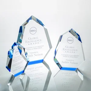 Interchanging-Bevel Optical Crystal Award With Sapphire Base