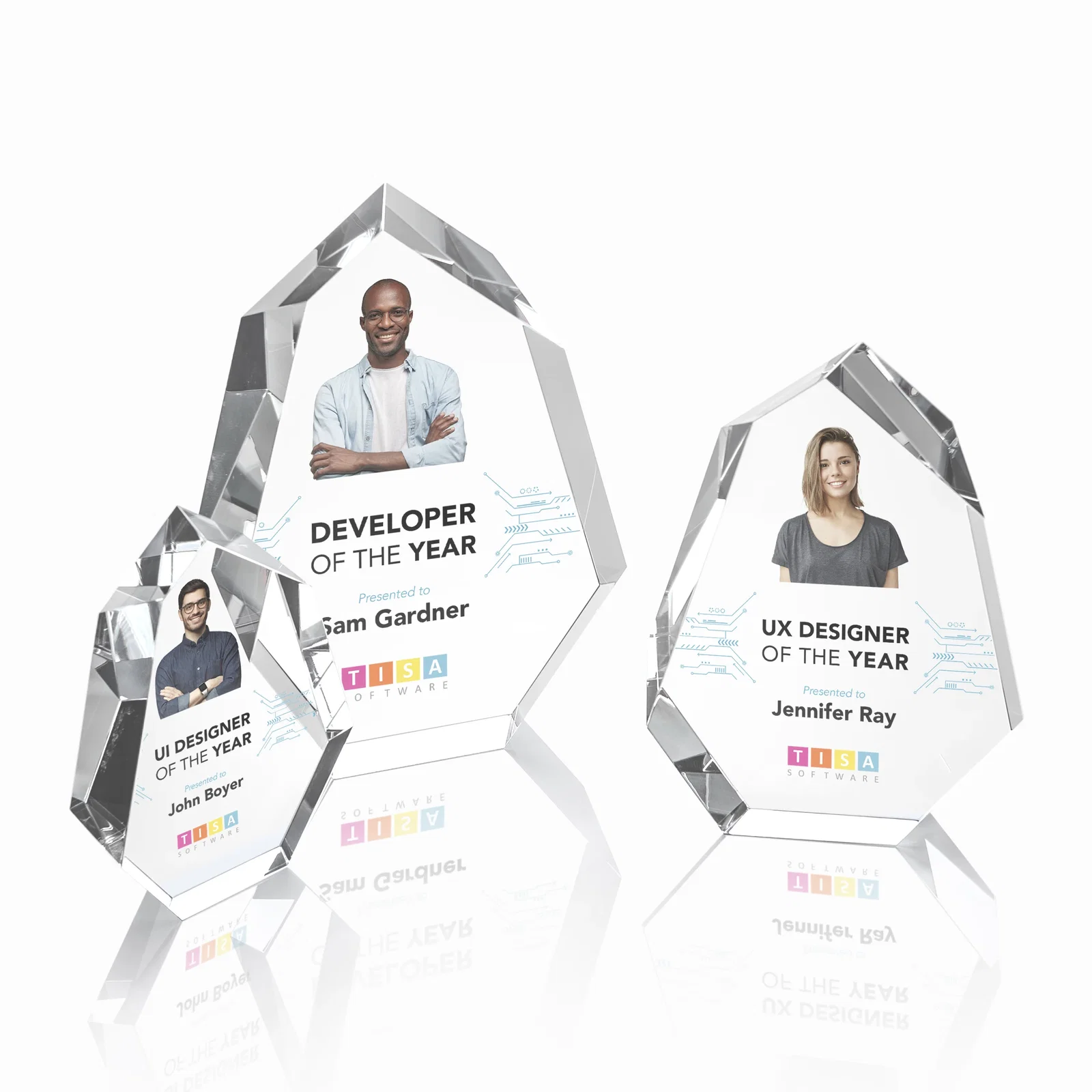 Personalized Interchanging-Bevel Optical Crystal Award With Sapphire Base, awards for safety achievement programs