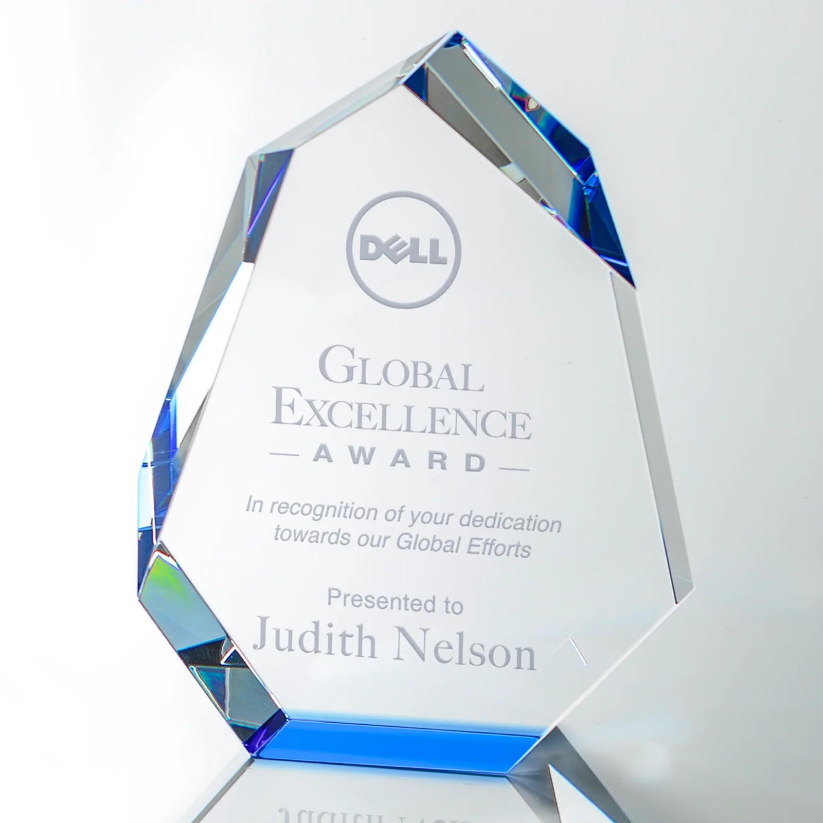Custom Interchanging-Bevel Optical Crystal Award With Sapphire Base, awards for sales achievement awards