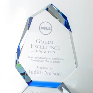 Interchanging-Bevel Optical Crystal Award With Sapphire Base