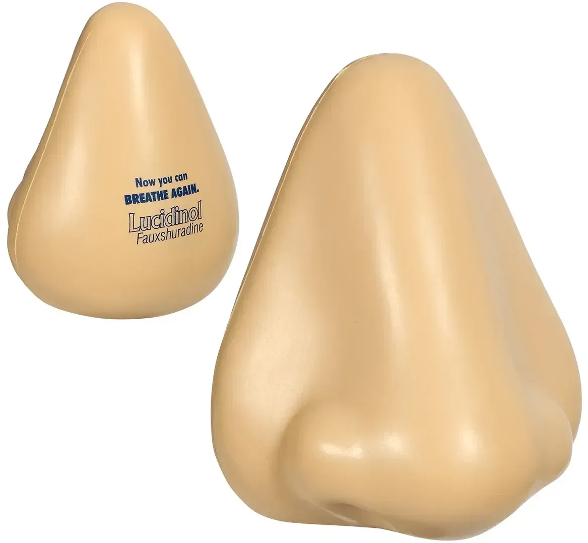 Nose Stress Reliever, a custom nose-shaped squeeze toy for logo-branded ENT and allergy clinic promotions