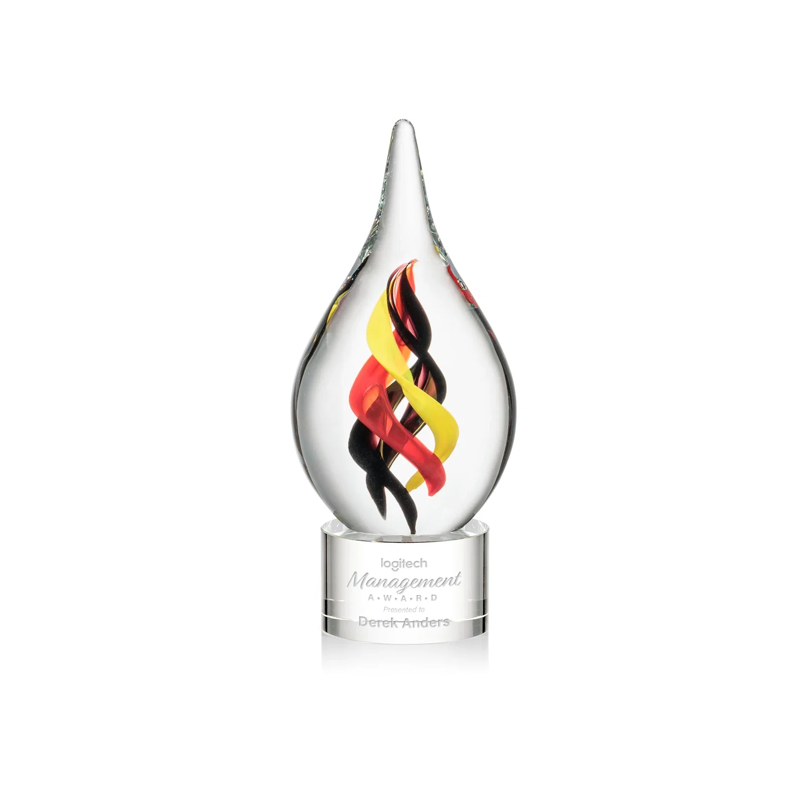 Custom Glass and Starfire Crystal Helix Award on Optical or Ebony Base for corporate award ceremonies
