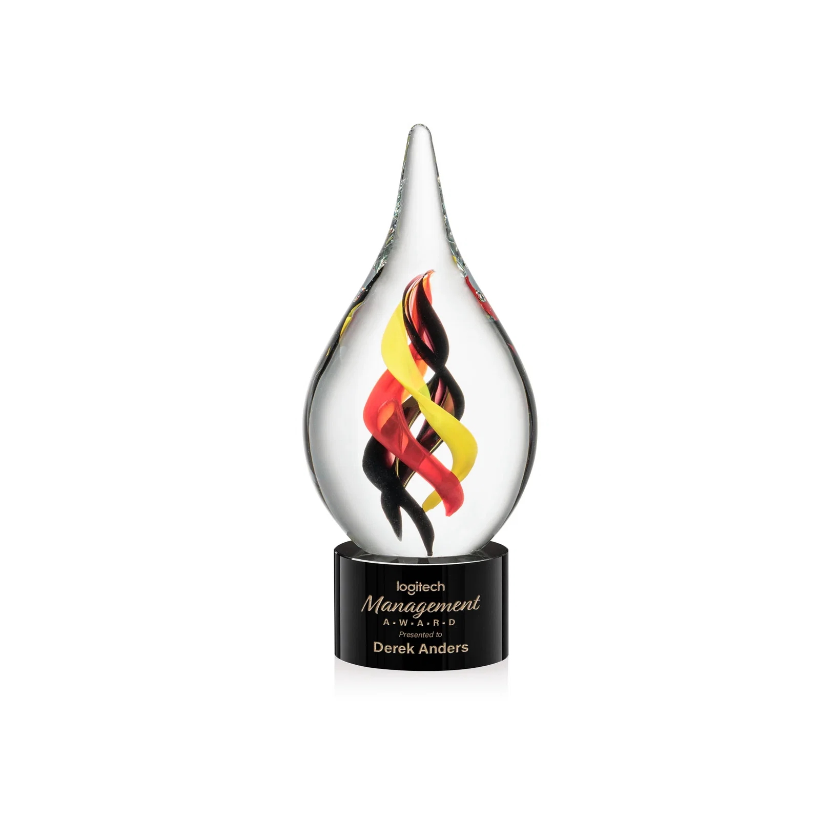 Custom Glass and Starfire Crystal Helix Award on Optical or Ebony Base for team milestone celebrations