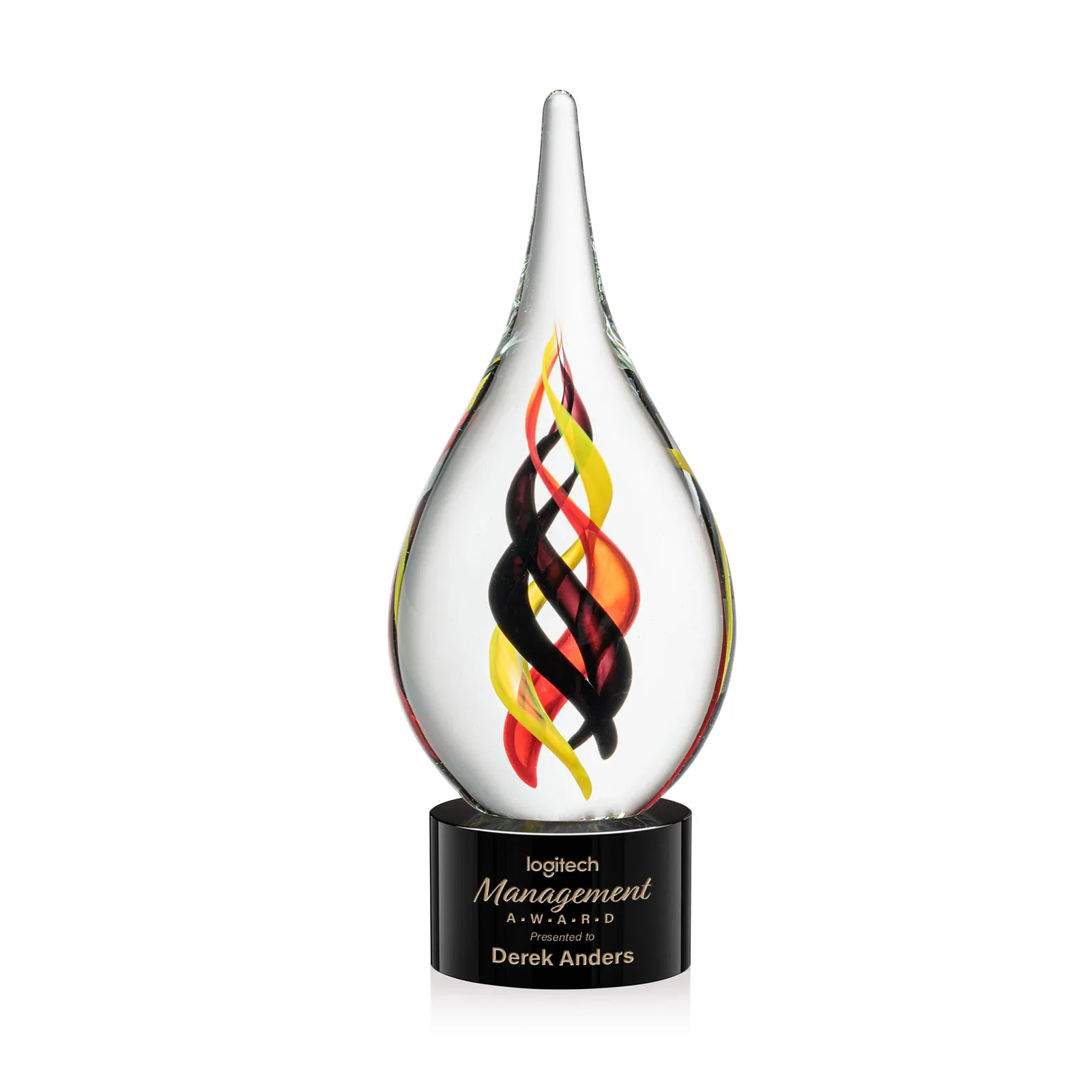 Custom Glass and Starfire Crystal Helix Award on Optical or Ebony Base for donor appreciation