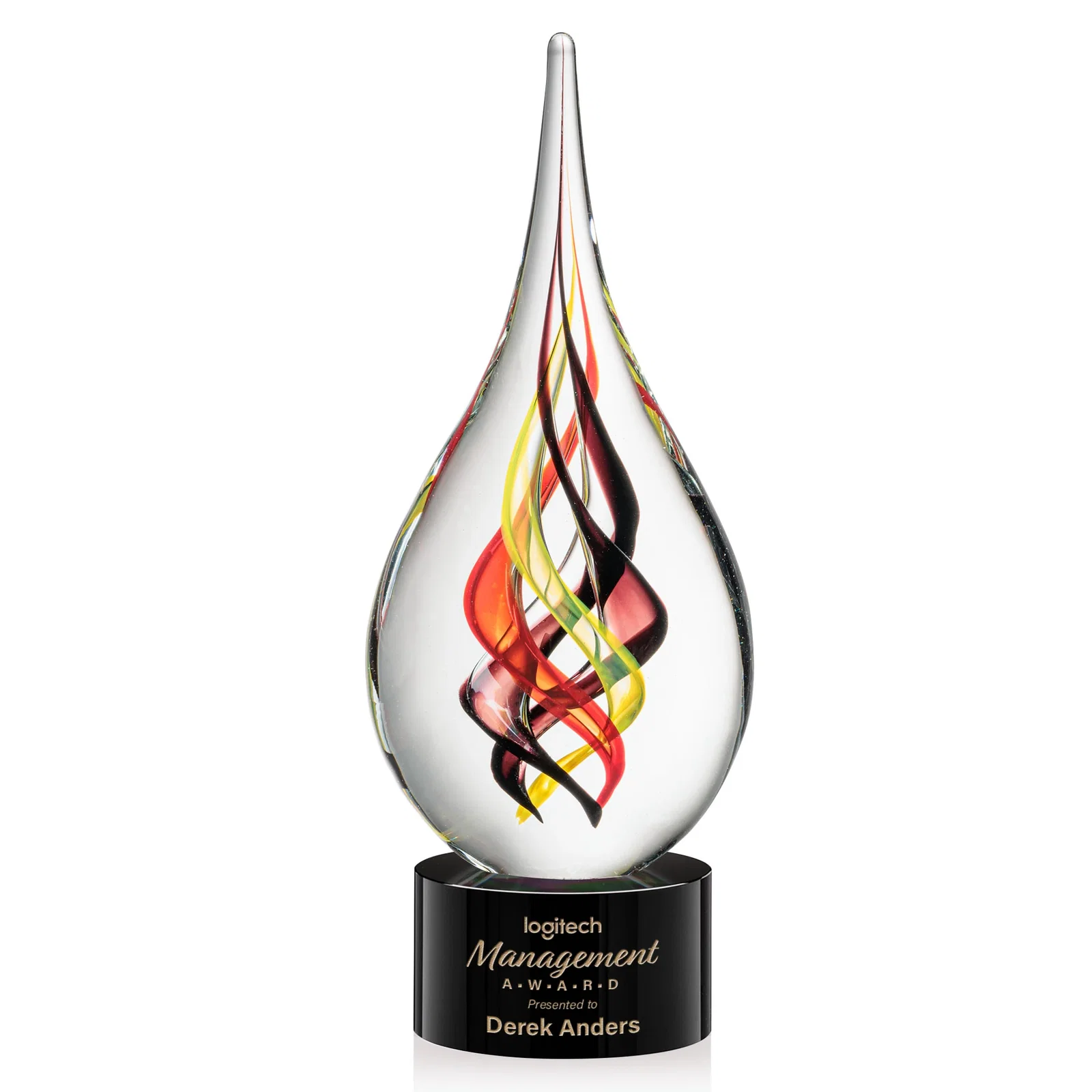 Custom Glass and Starfire Crystal Helix Award on Optical or Ebony Base for graduation ceremonies