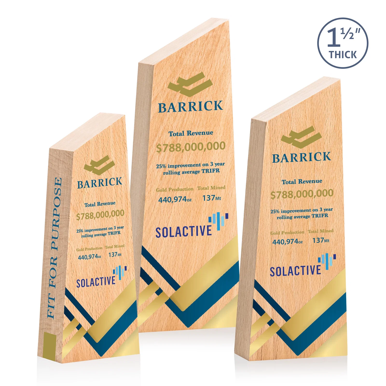 Personalized Thick Freestanding Beechwood Award with Slanted Peak Top for employee recognition