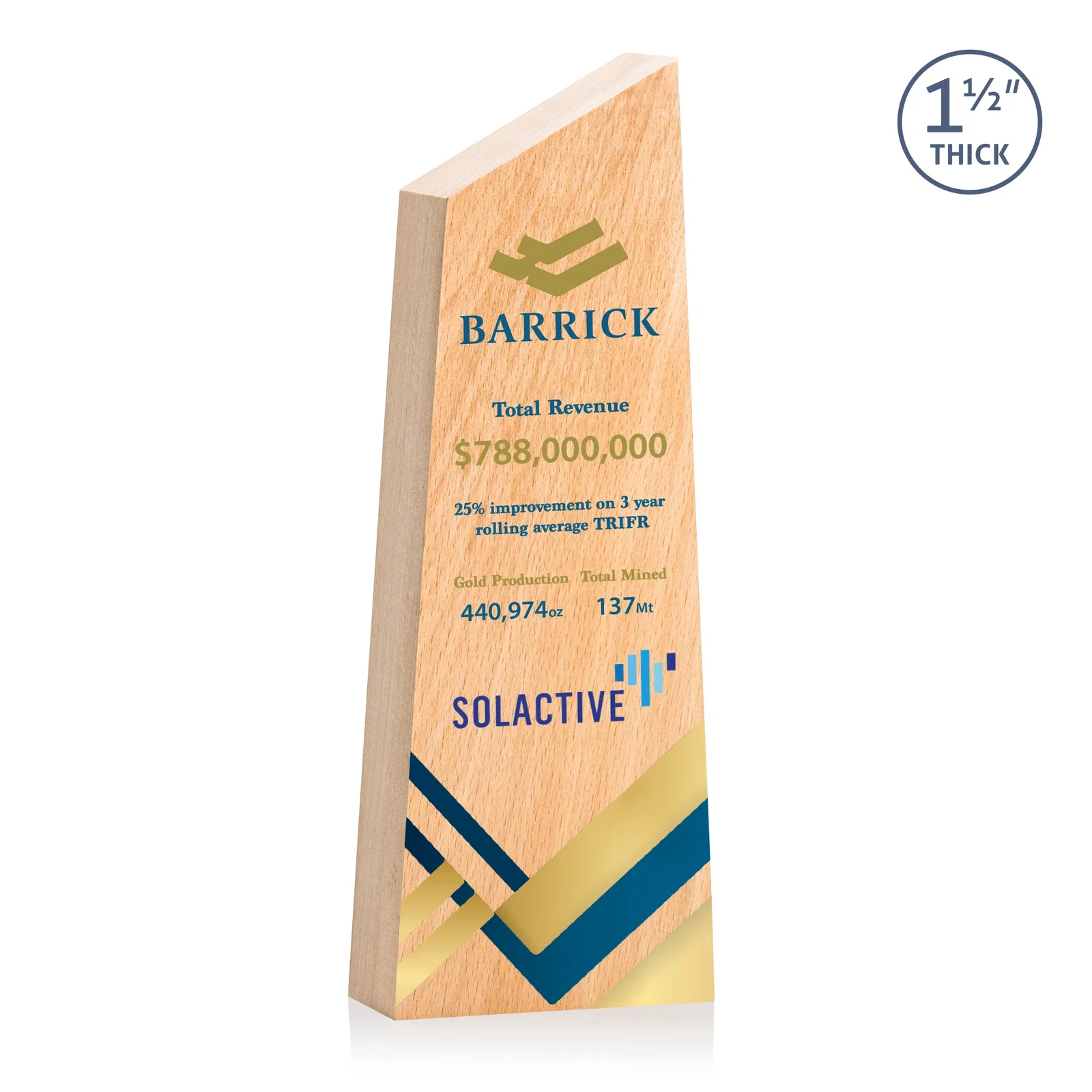 Personalized Thick Freestanding Beechwood Award with Slanted Peak Top for sales achievement awards