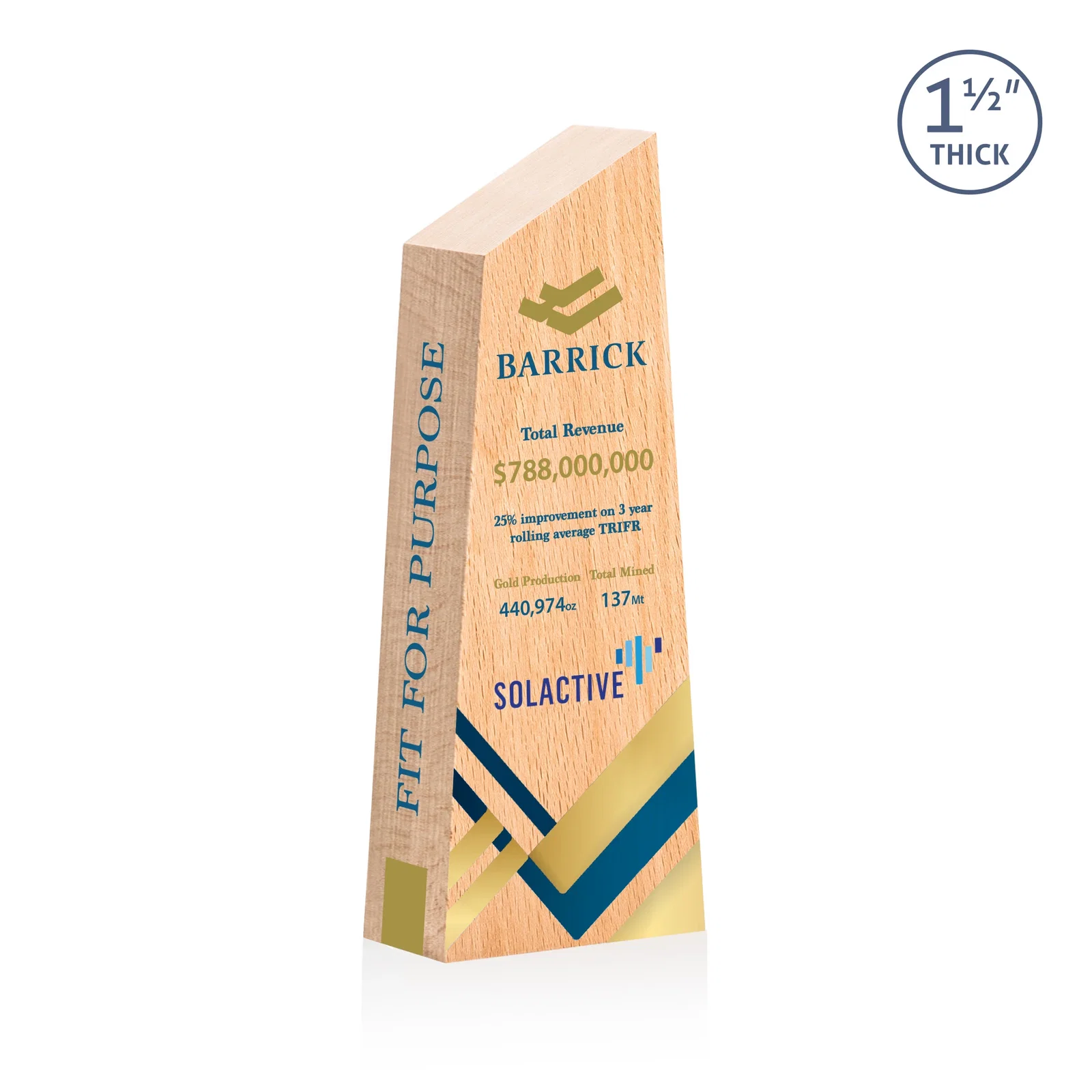 Personalized Thick Freestanding Beechwood Award with Slanted Peak Top for retirement presentations