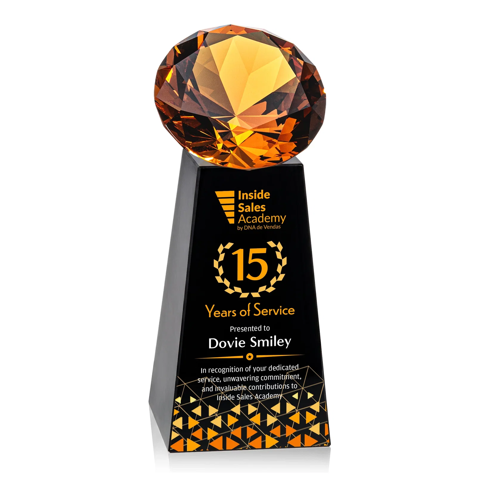 Custom Optical Crystal Gemstone Award with Ten Accent Color Choices, with your logo for corporate award ceremonies