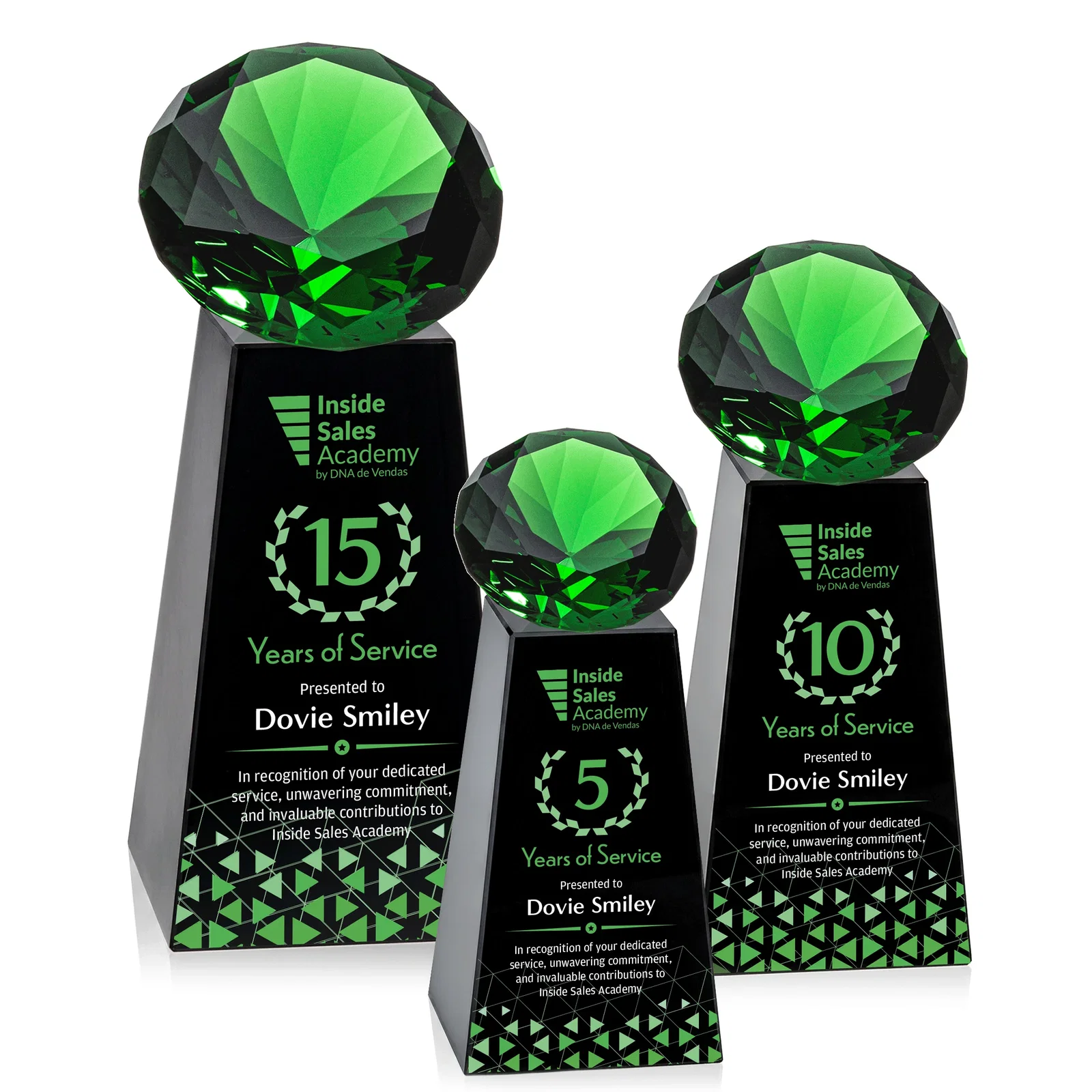 Custom Optical Crystal Gemstone Award with Ten Accent Color Choices, with your logo for sales achievement awards