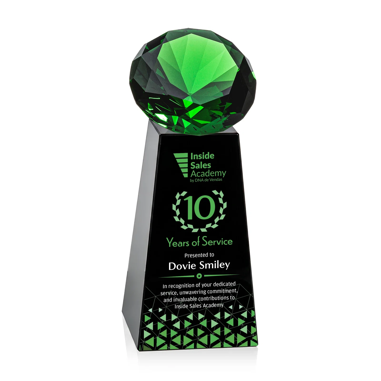Custom Optical Crystal Gemstone Award with Ten Accent Color Choices, with your logo for team milestone celebrations
