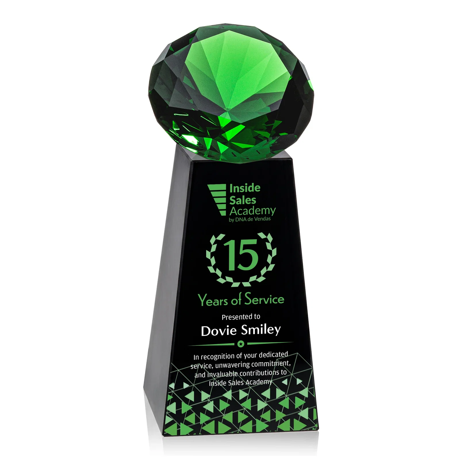 Custom Optical Crystal Gemstone Award with Ten Accent Color Choices, with your logo for donor appreciation