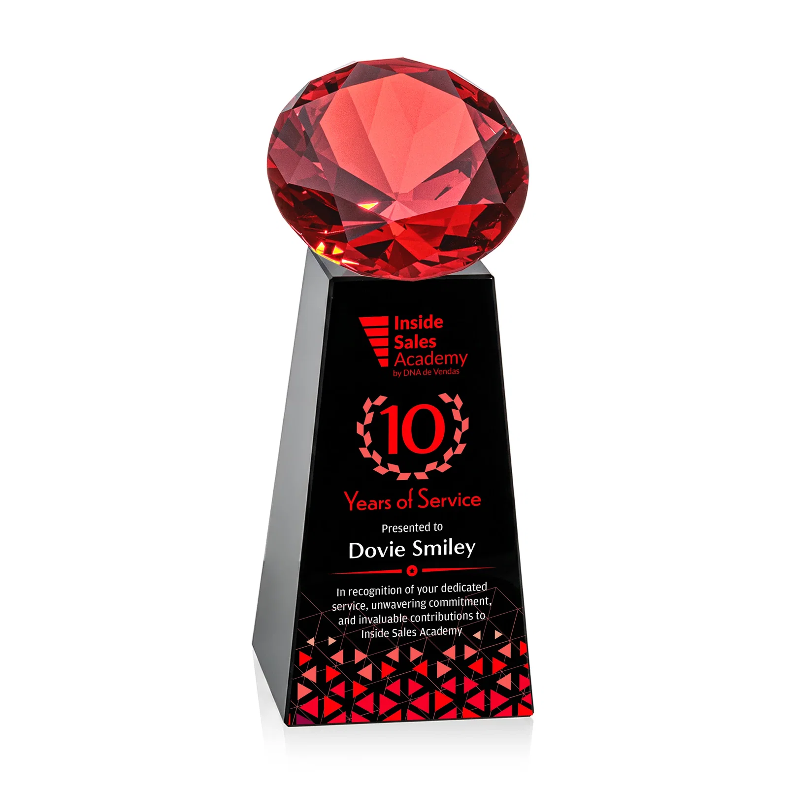 Custom Optical Crystal Gemstone Award with Ten Accent Color Choices, with your logo for dealer and partner awards