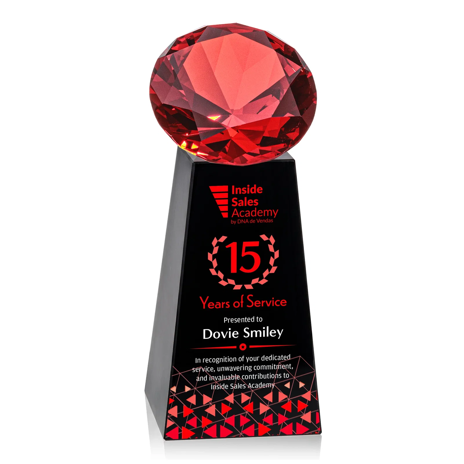 Custom Optical Crystal Gemstone Award with Ten Accent Color Choices, with your logo for company anniversary events