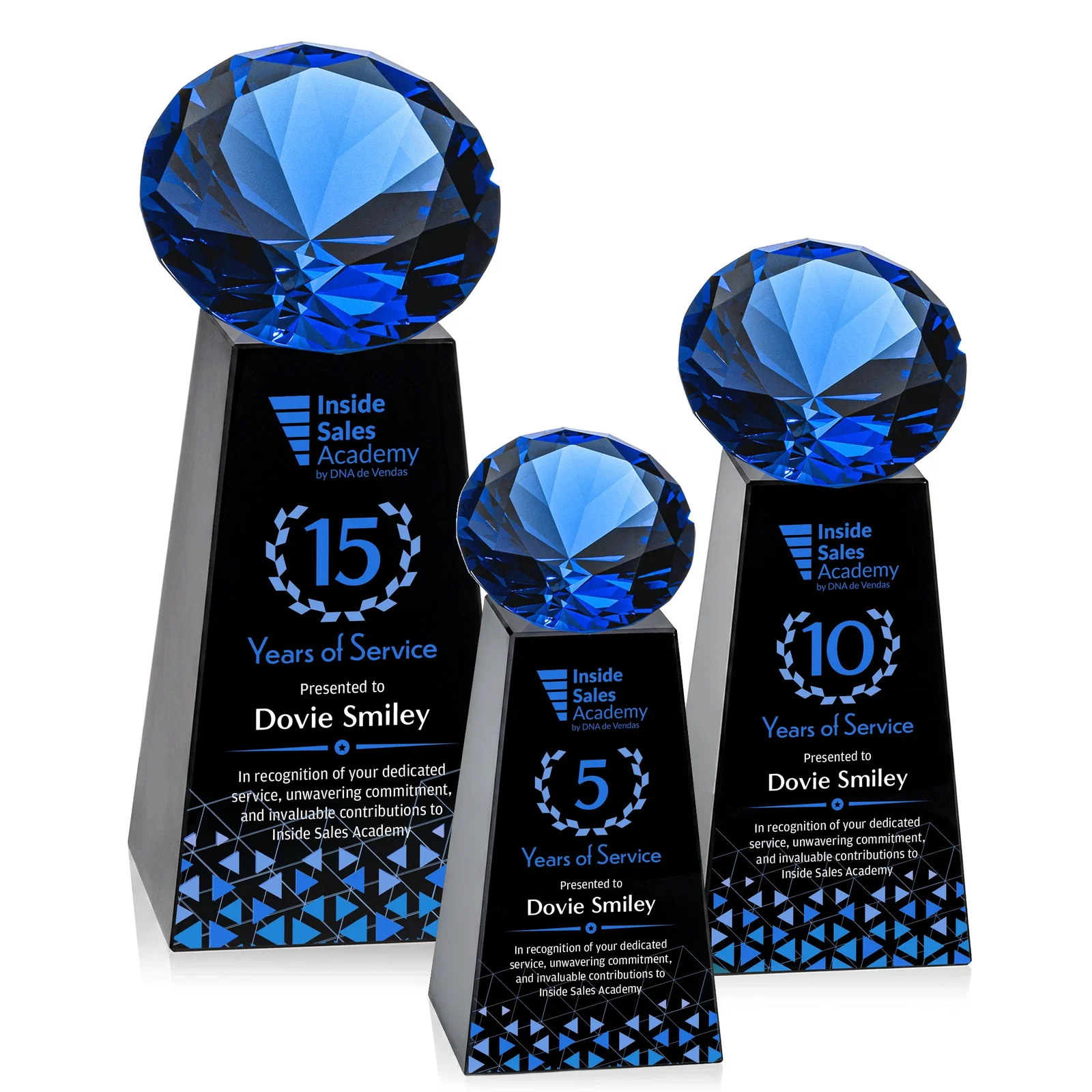 Personalized Optical Crystal Gemstone Award with Ten Accent Color Choices, with your logo for corporate award ceremonies