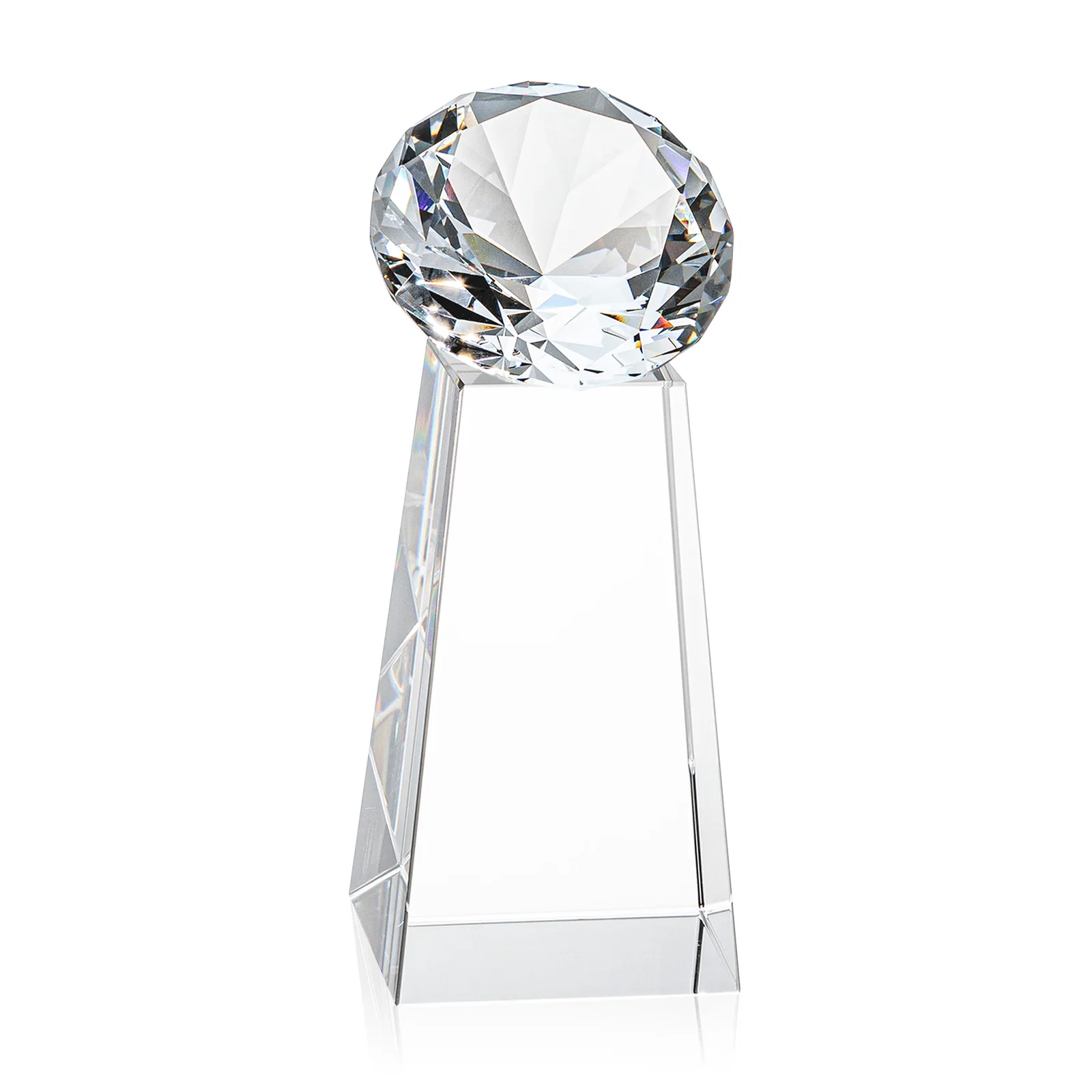 Personalized Optical Crystal Gemstone Award with Ten Accent Color Choices, with your logo for graduation ceremonies