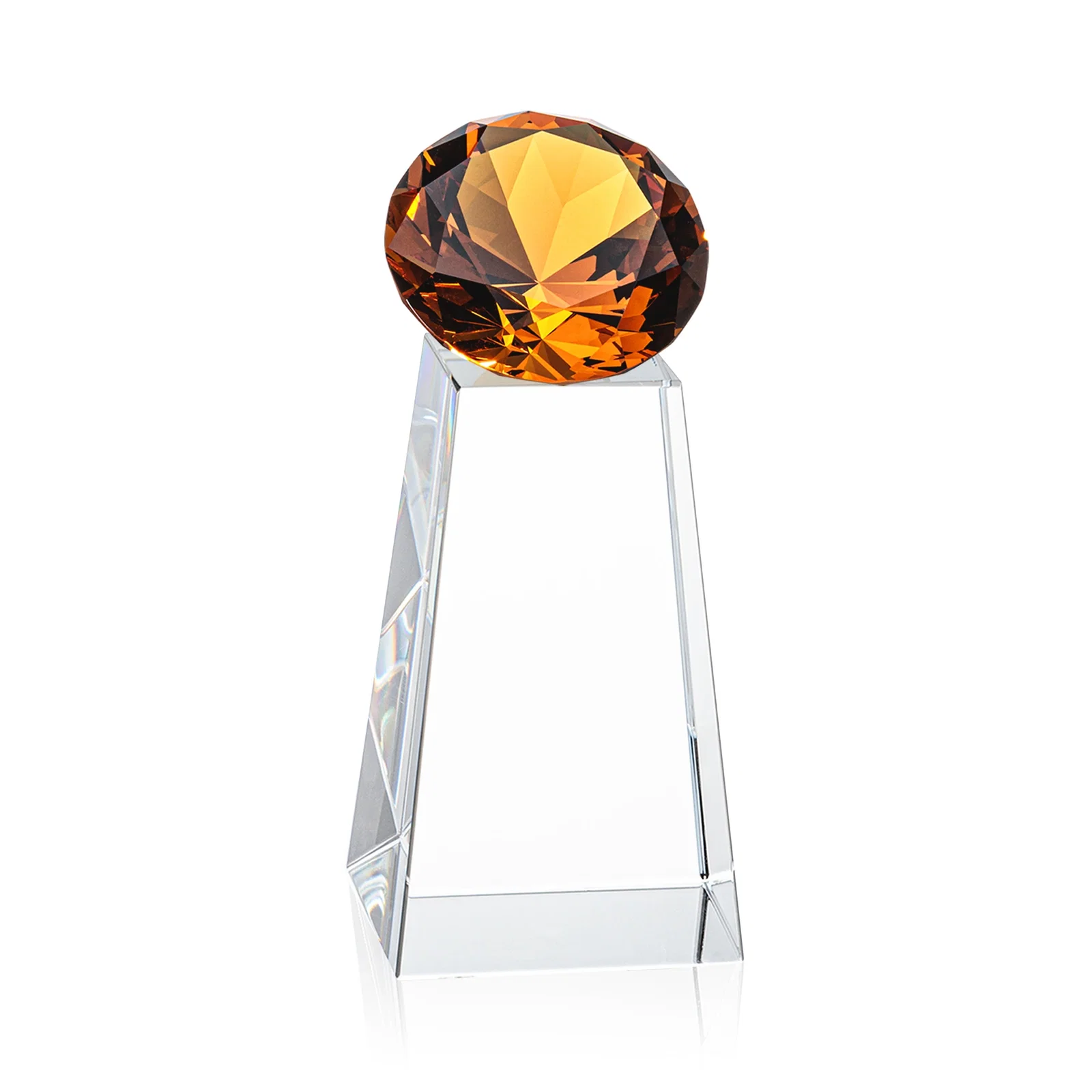 Personalized Optical Crystal Gemstone Award with Ten Accent Color Choices, with your logo for volunteer appreciation